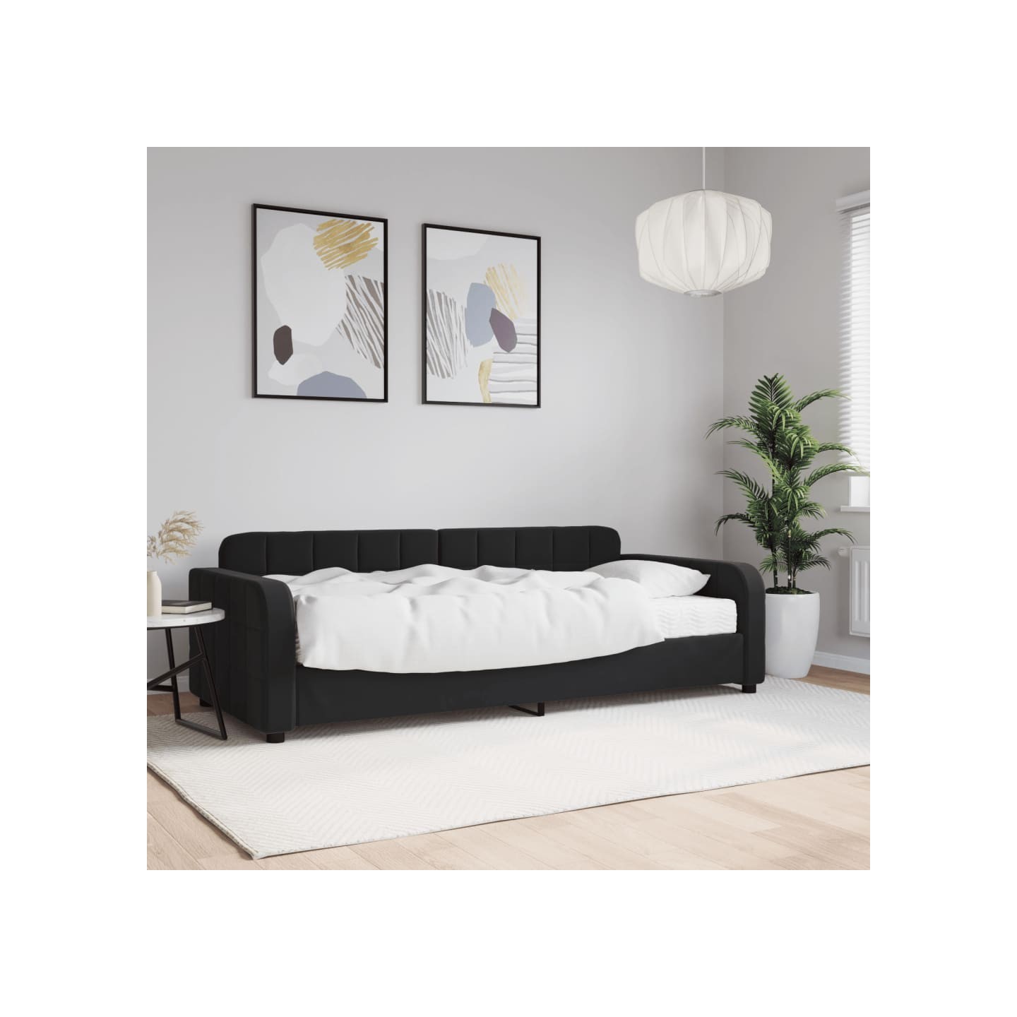 Lit de jour avec matelas noir 90x190 cm velours