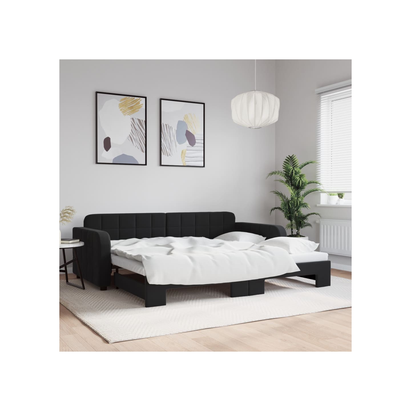 Lit de jour avec gigogne sans matelas noir 90x200 cm