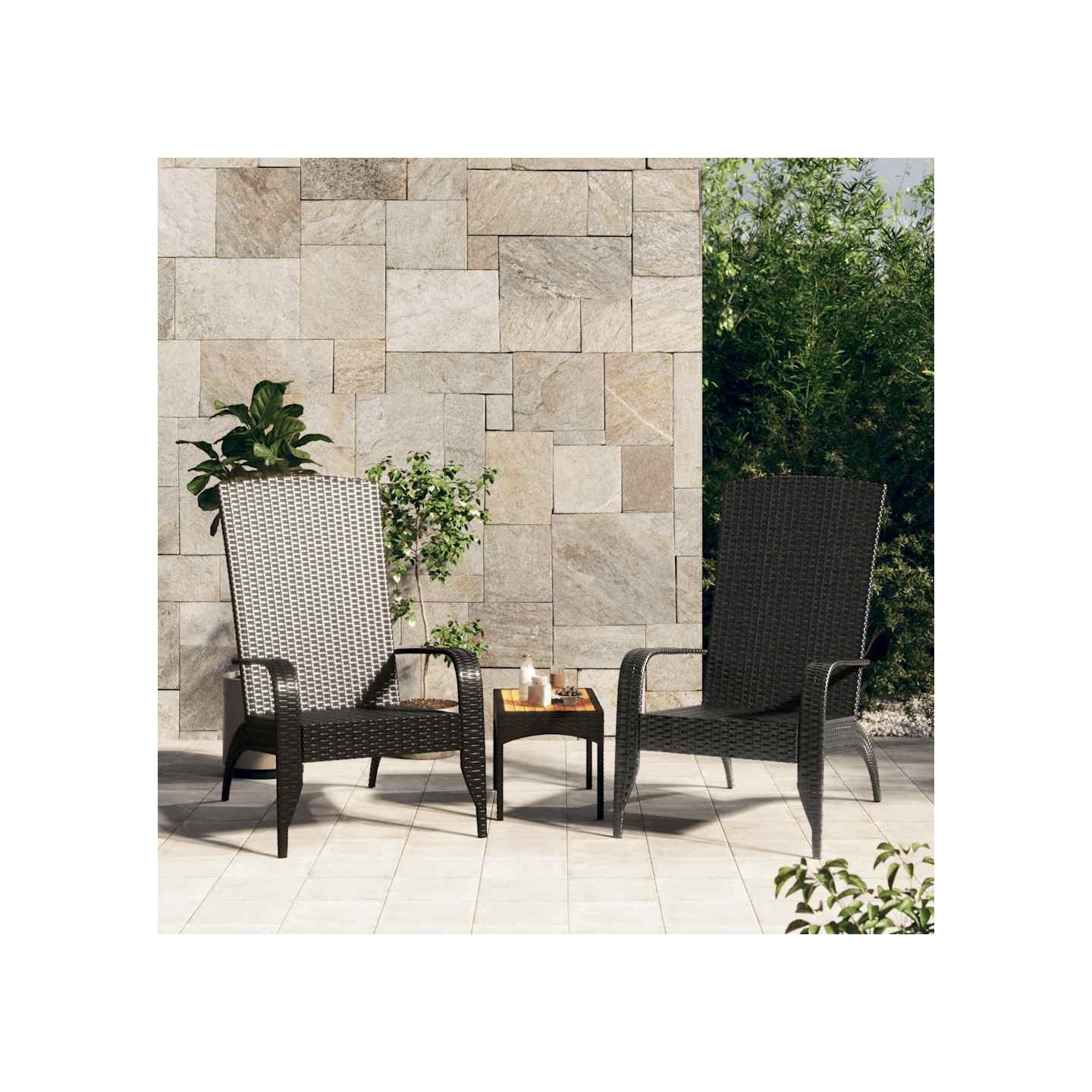 Chaise de jardin Adirondack en polyrotin noir