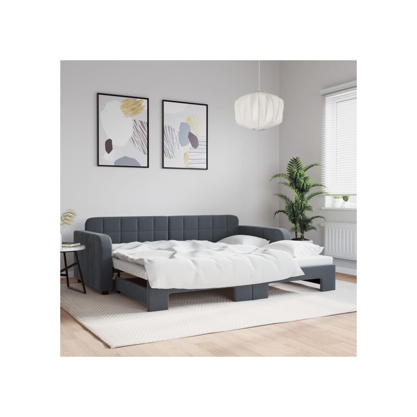 Lit de jour avec gigogne sans matelas gris foncé 90x200 cm