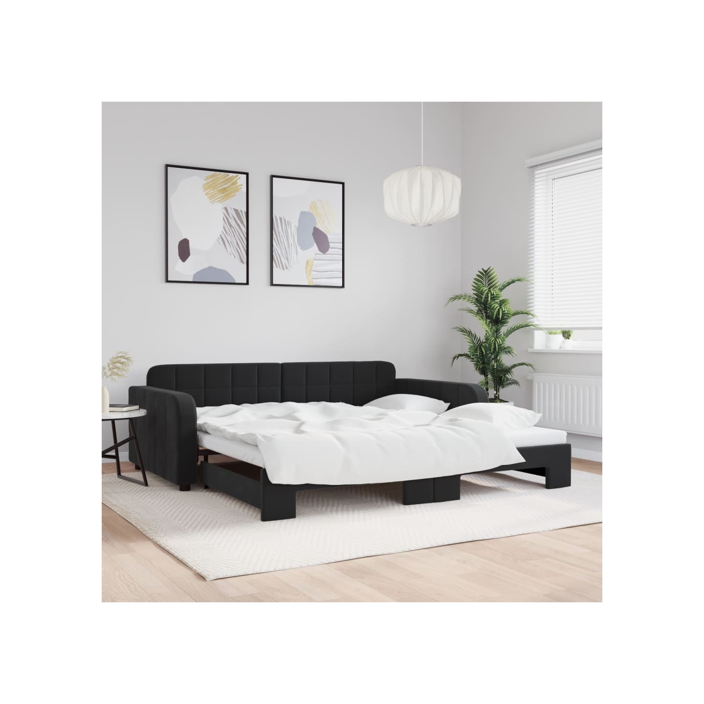 Lit de jour avec gigogne sans matelas noir 100x200 cm