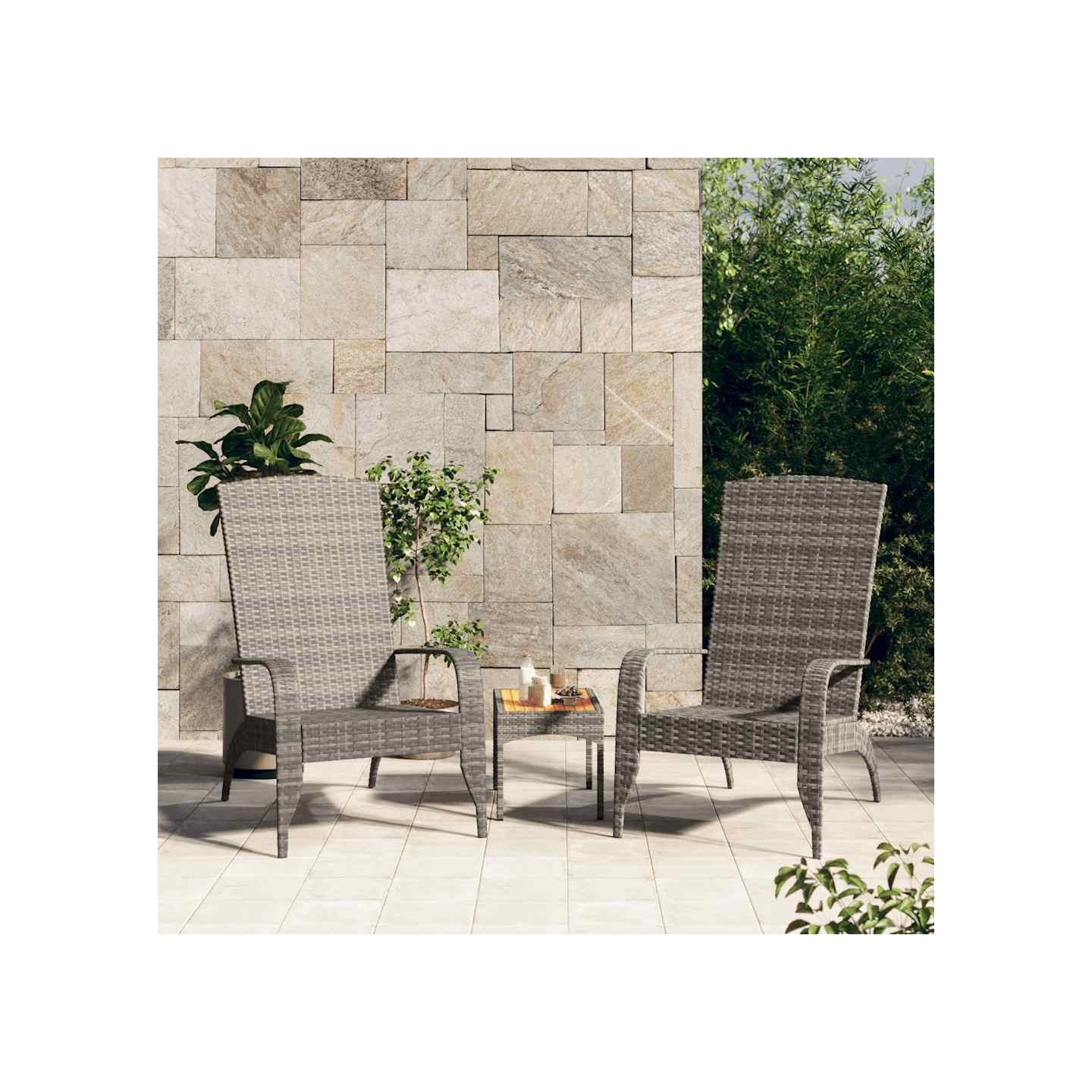 Chaise de jardin Adirondack Gris Résine tressée