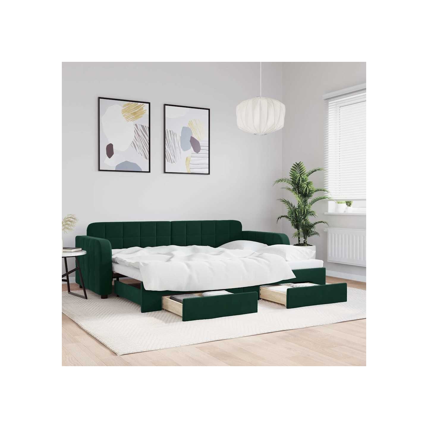 Lit de jour avec gigogne et tiroirs sans matelas 80x200 cm