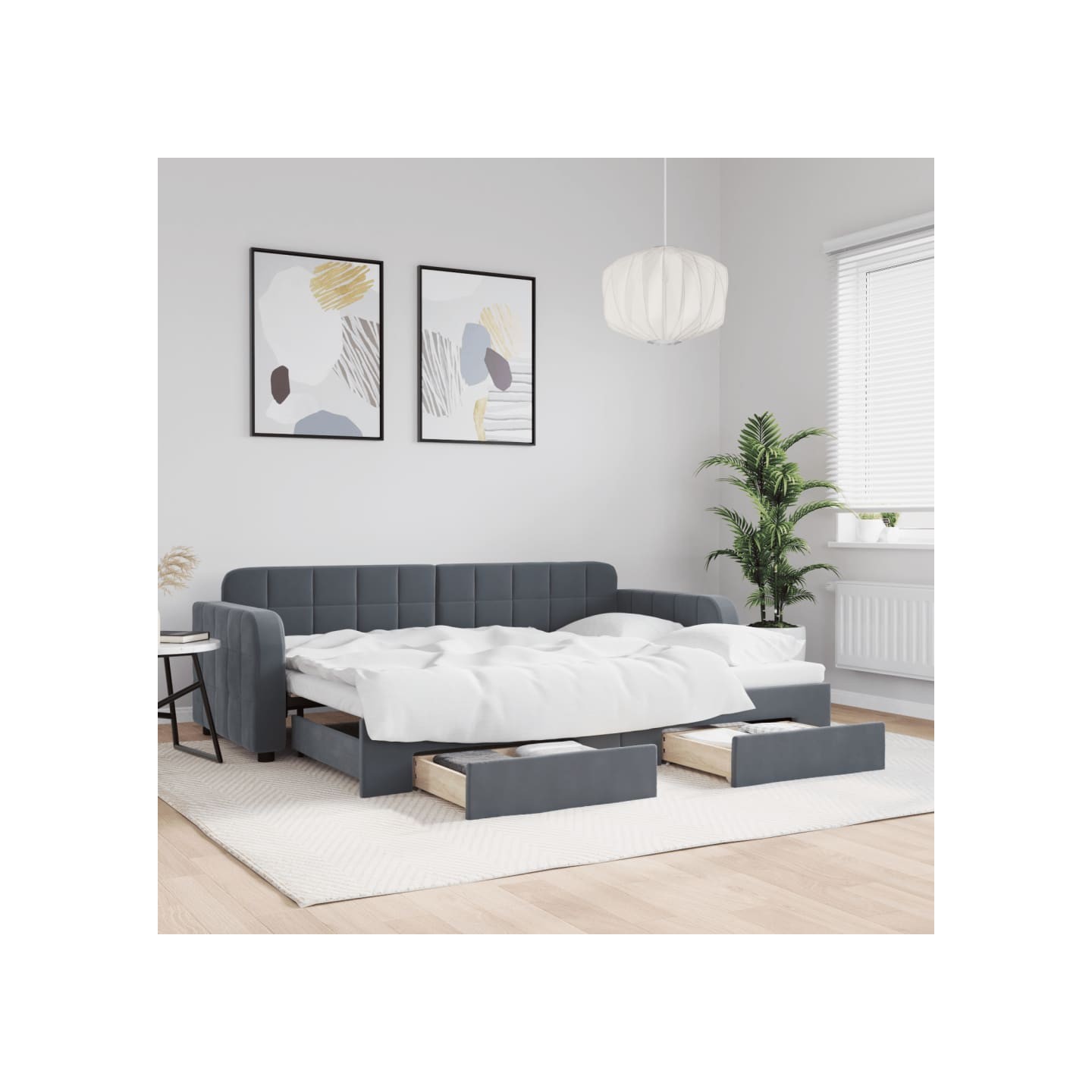 Lit de jour avec gigogne et tiroirs sans matelas 80x200 cm