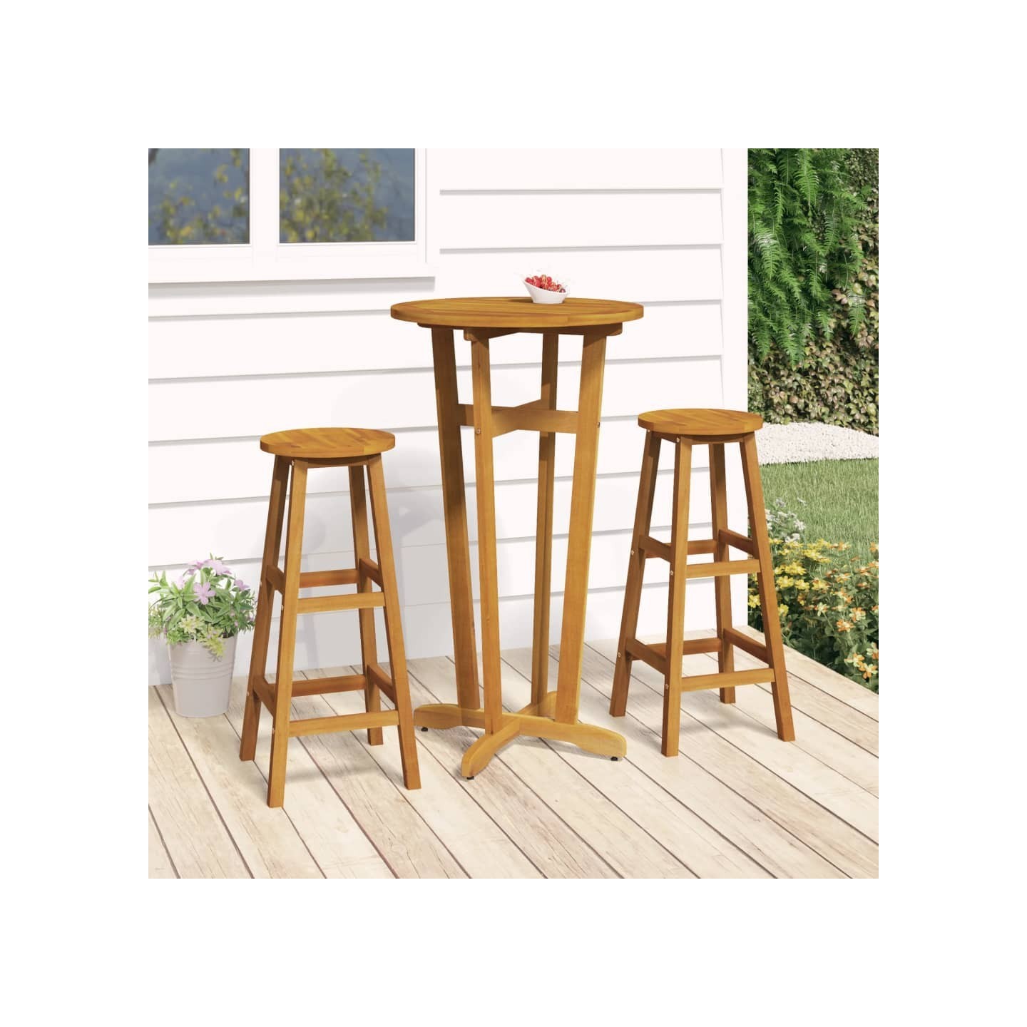 Ensemble de bar 3 pcs Bois d'acacia solide