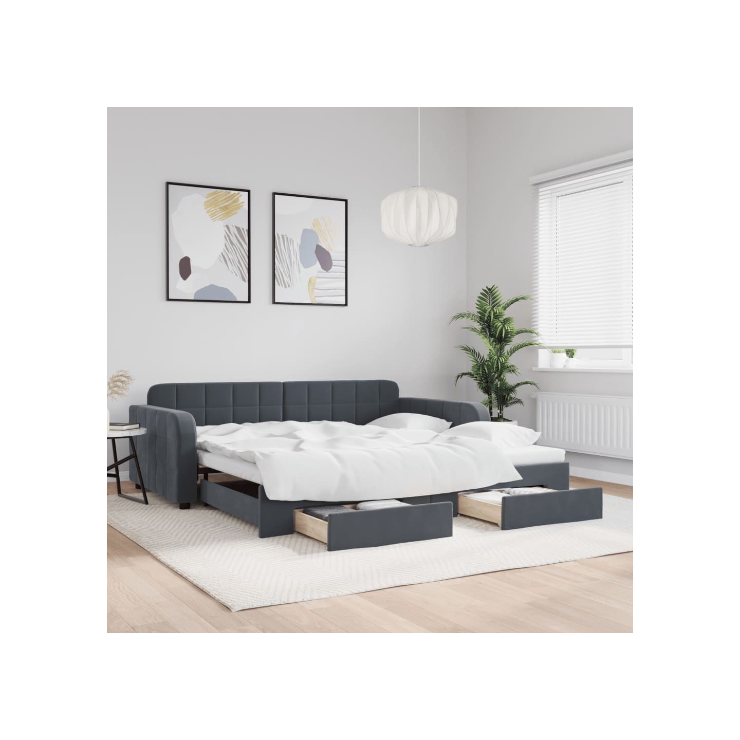 Lit de jour avec gigogne et tiroirs sans matelas 100x200 cm