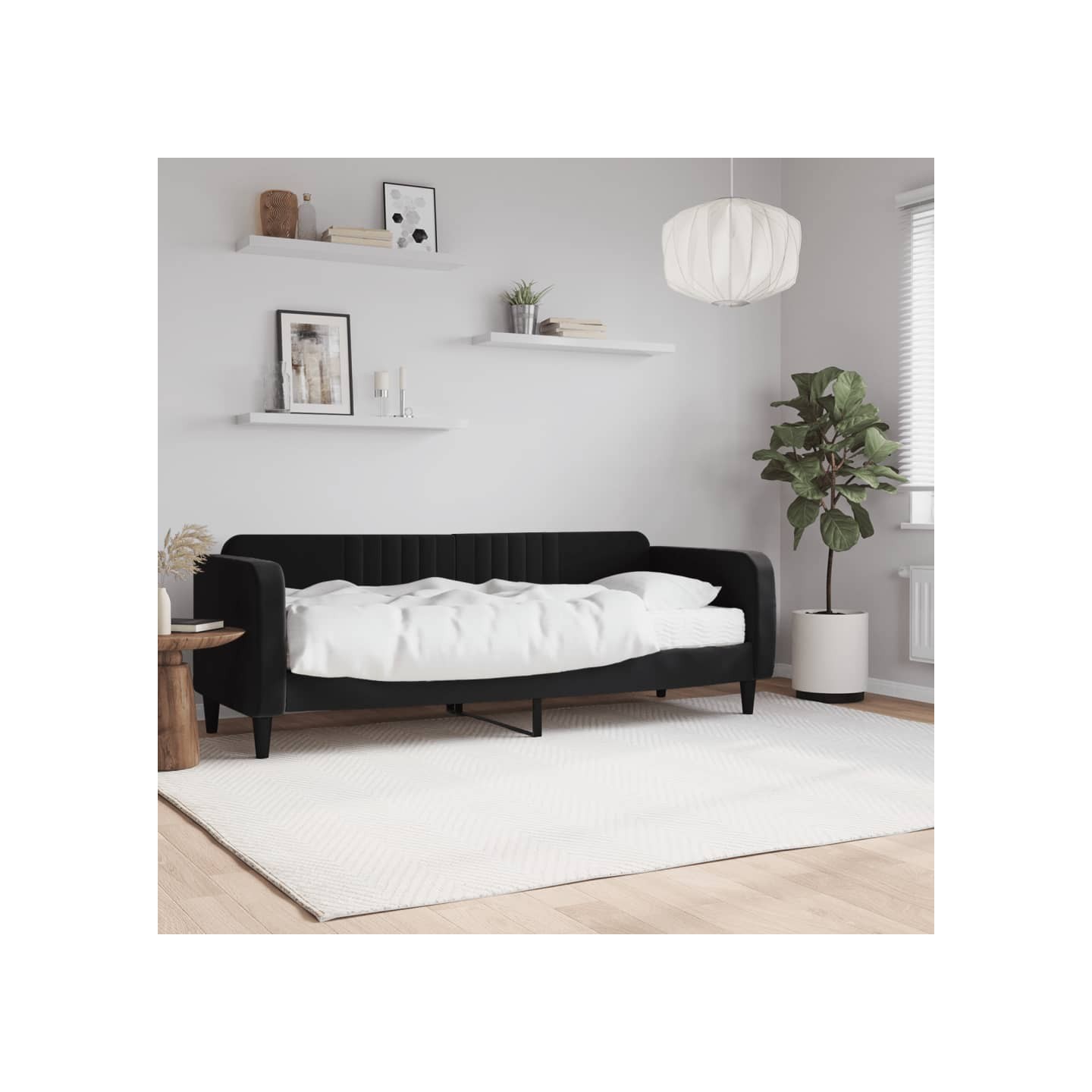 Lit de jour avec matelas noir 80x200 cm velours