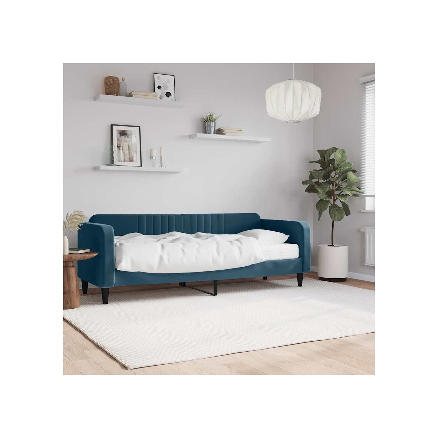Lit de jour avec matelas bleu 80x200 cm velours