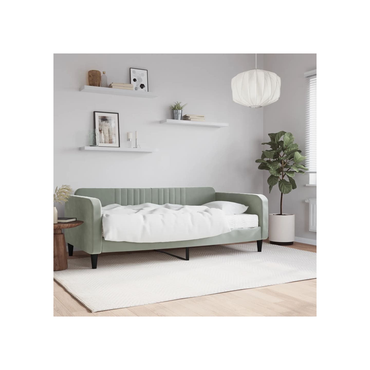 Lit de jour avec matelas gris clair 90x190 cm velours