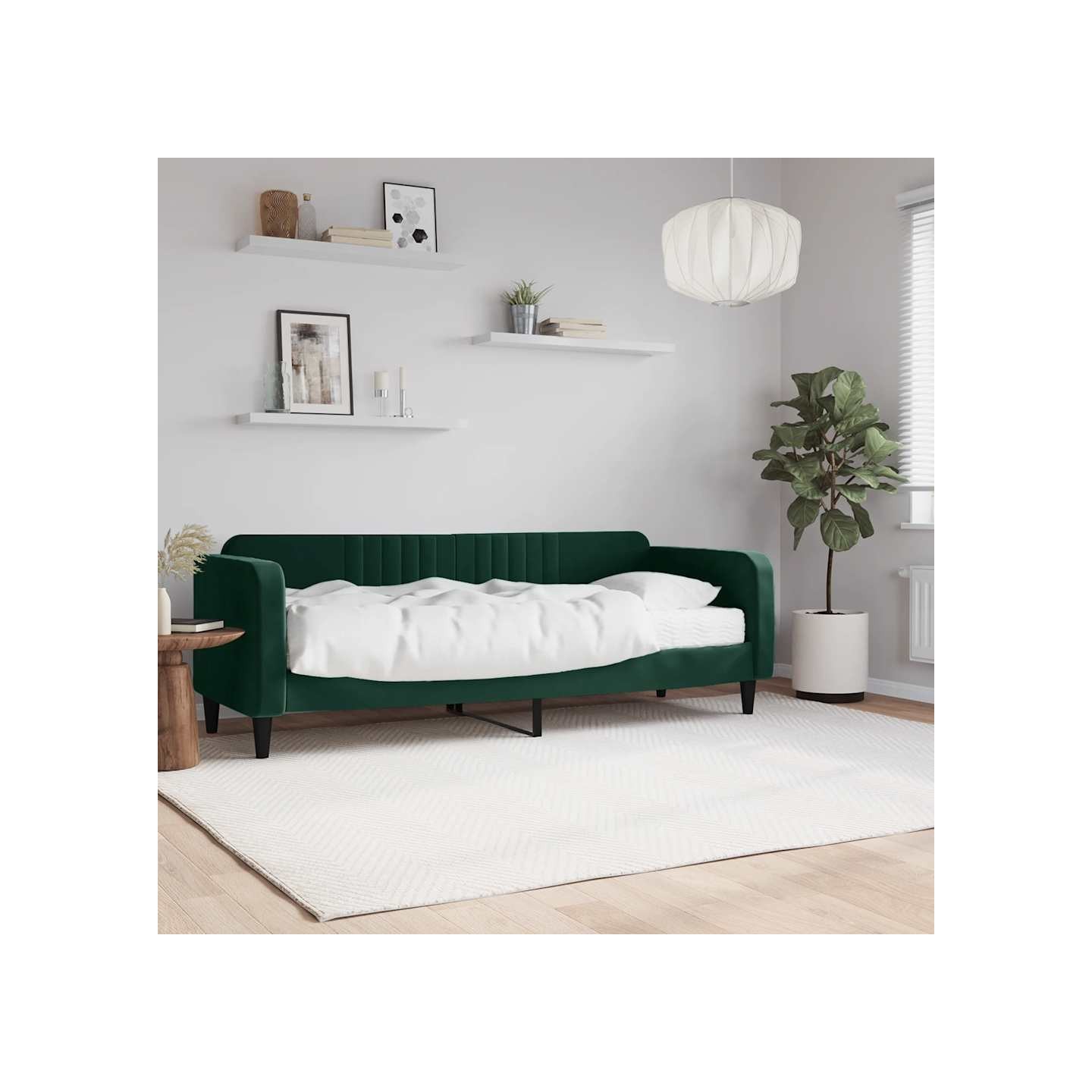 Lit de jour avec matelas vert foncé 80x200 cm velours
