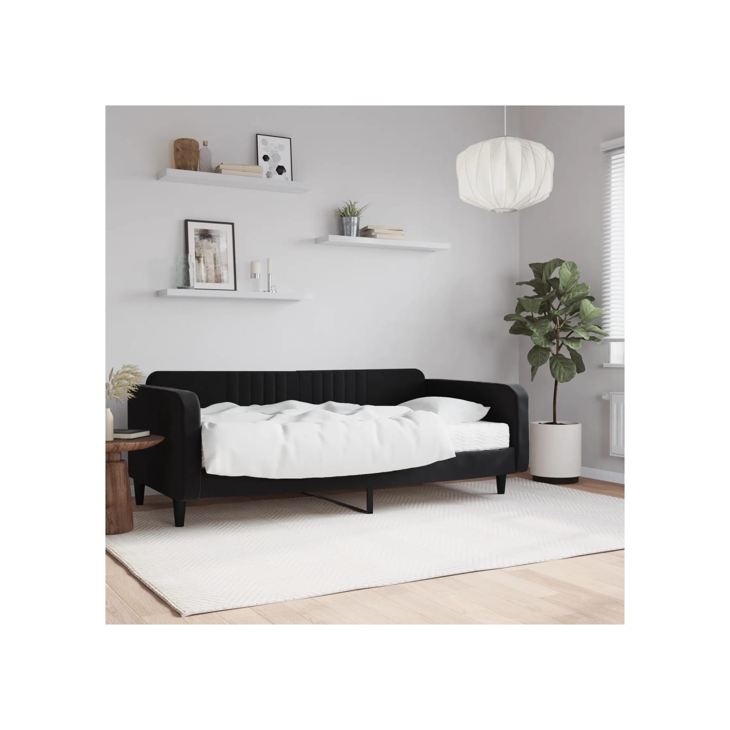 Lit de jour avec matelas noir 100x200 cm velours