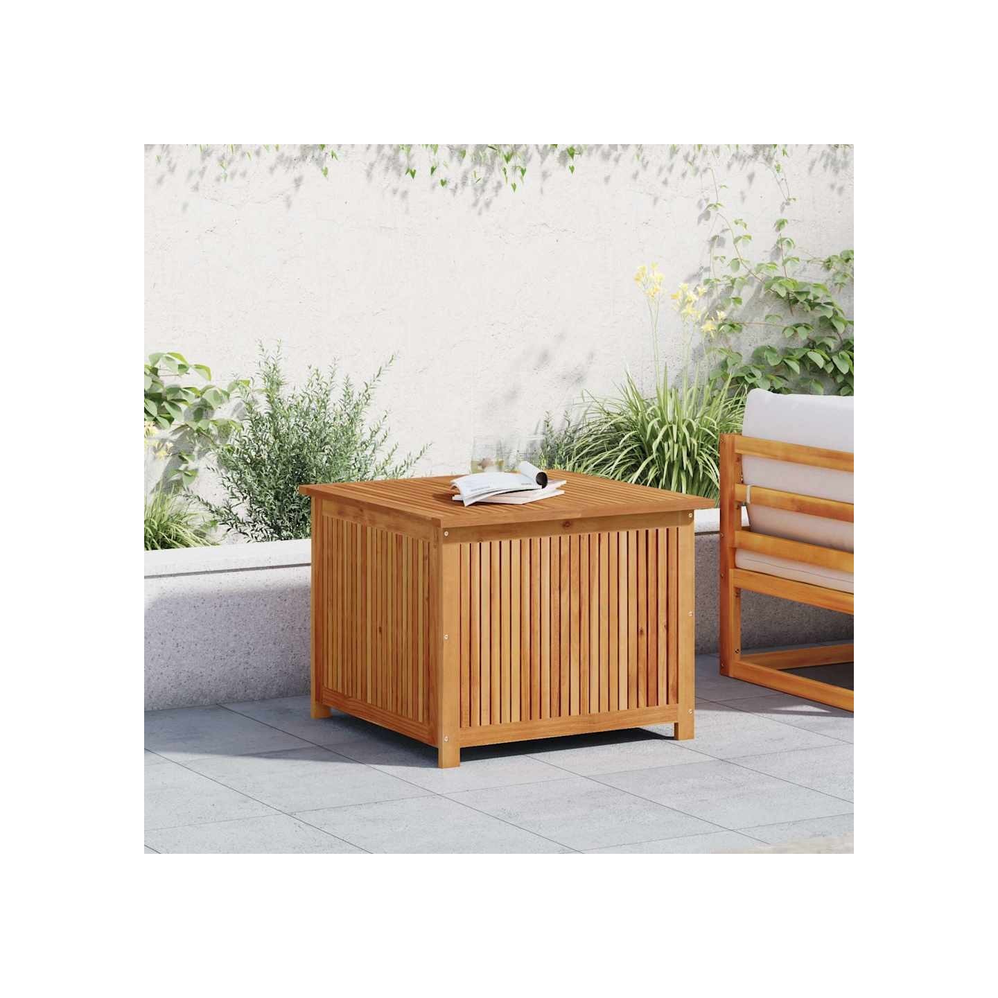 Boîte de rangement de jardin 75x75x58 cm bois massif d'acacia