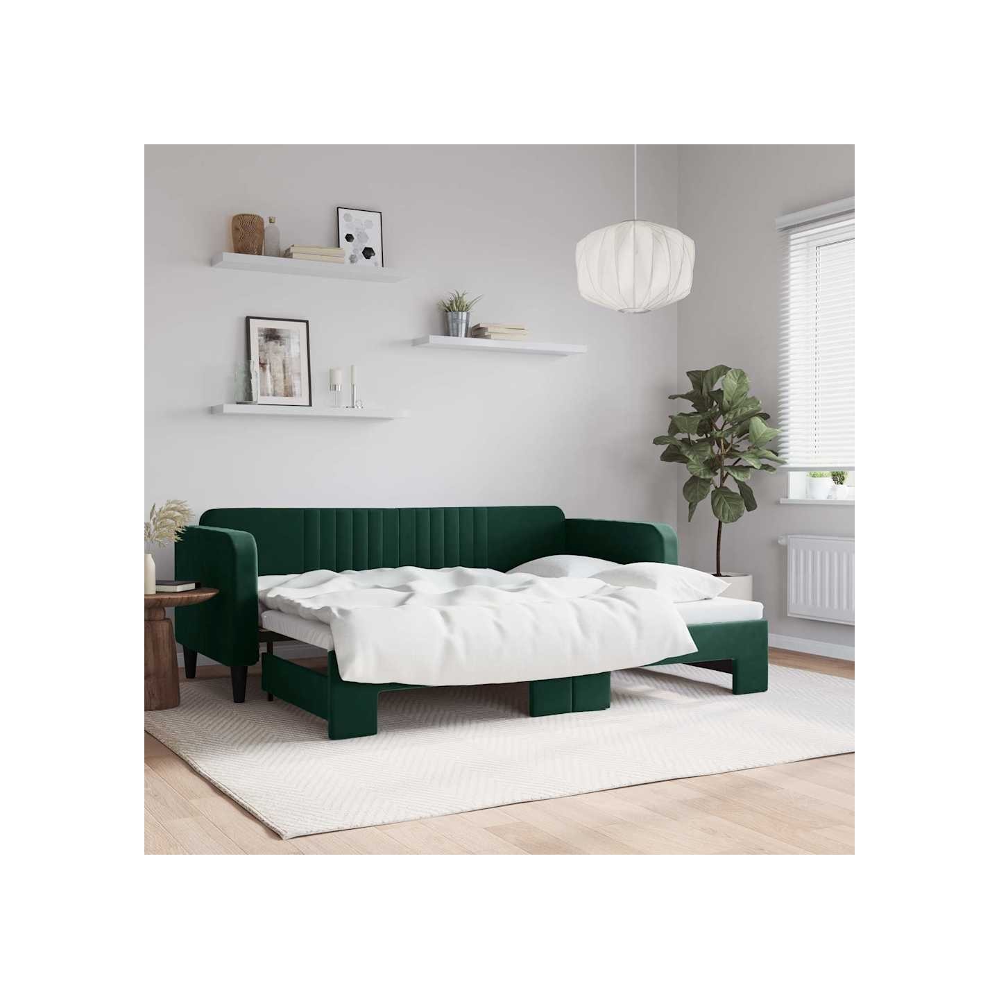 Lit de jour avec gigogne sans matelas vert foncé 80x200 cm