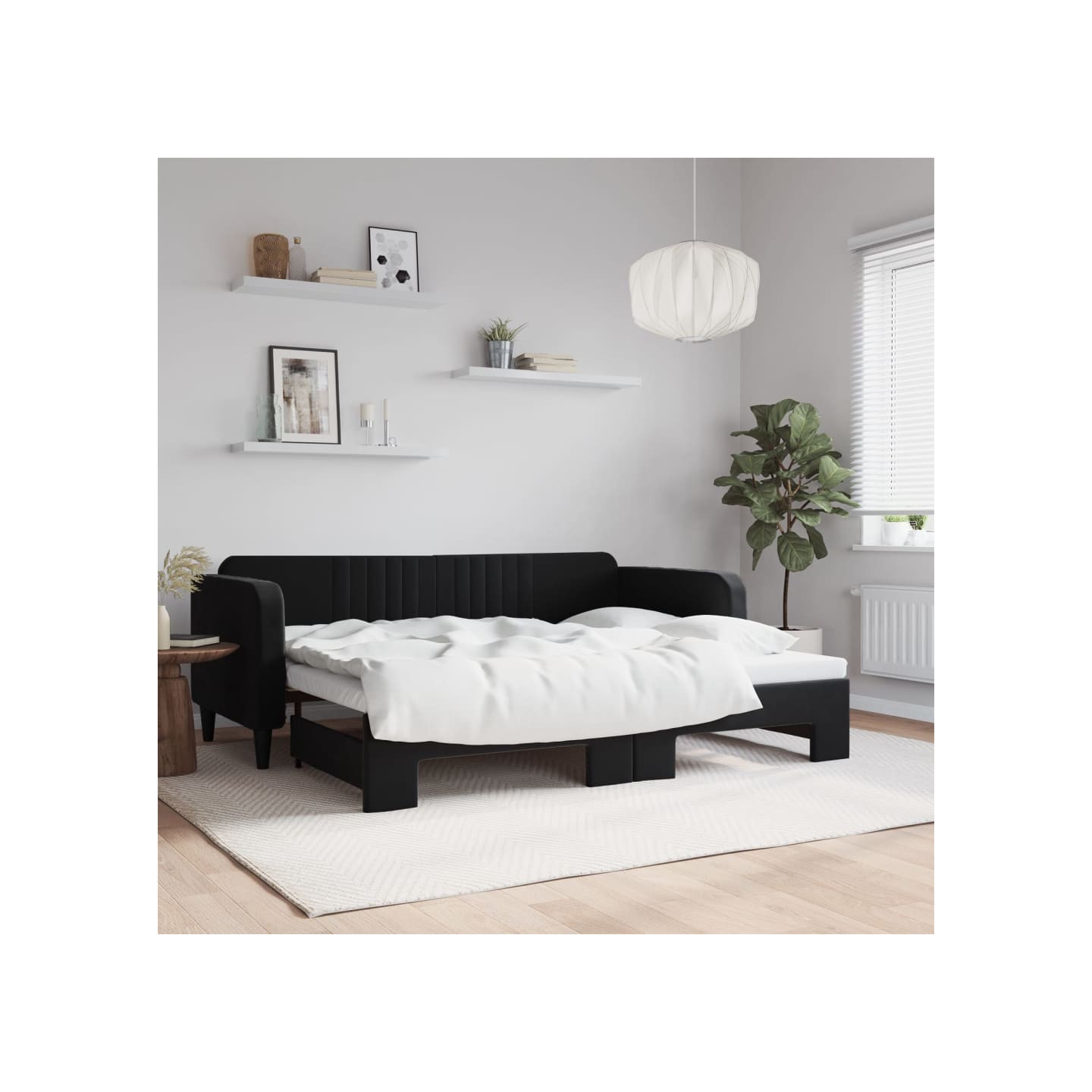 Lit de jour avec gigogne sans matelas noir 90x200 cm