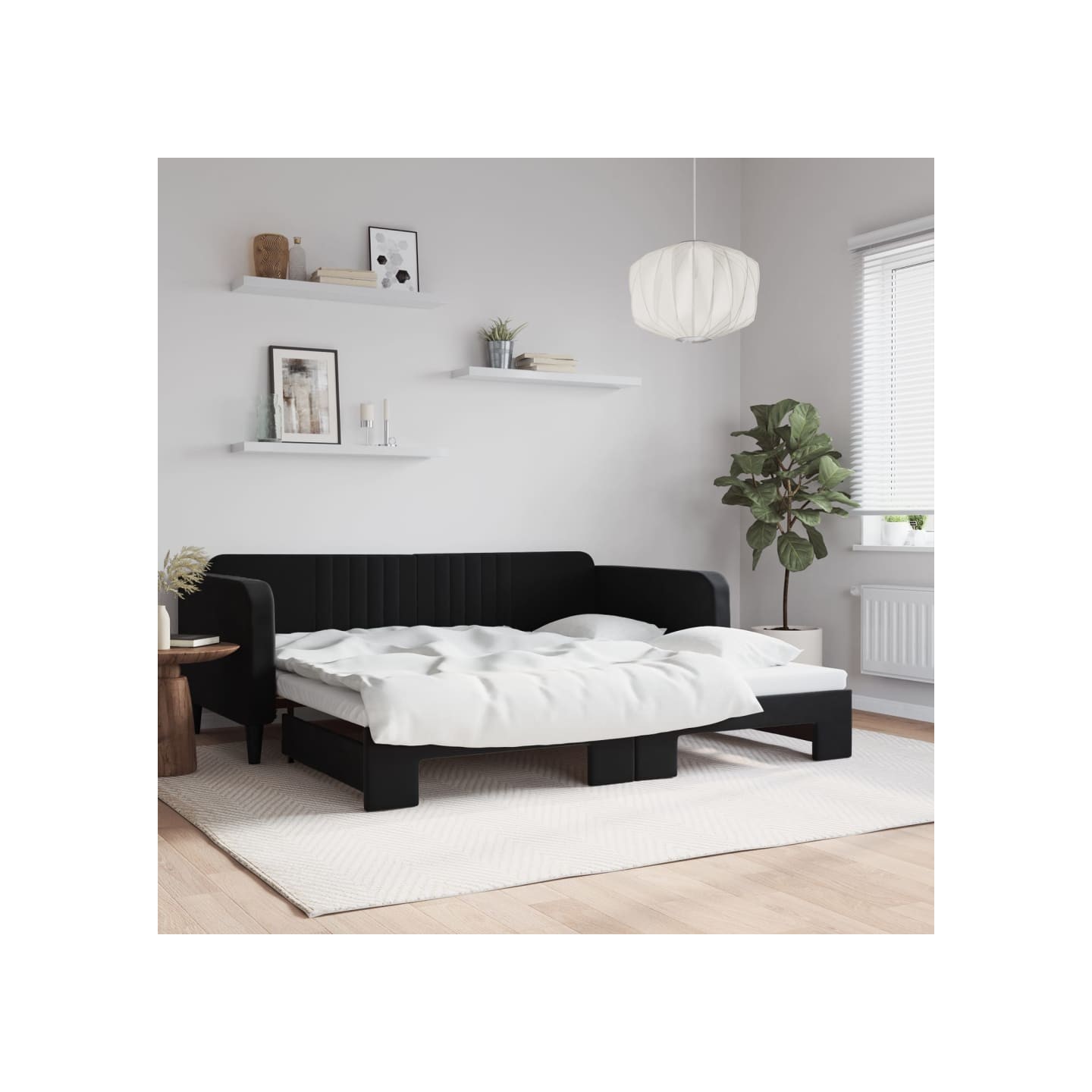 Lit de jour avec gigogne sans matelas noir 100x200 cm