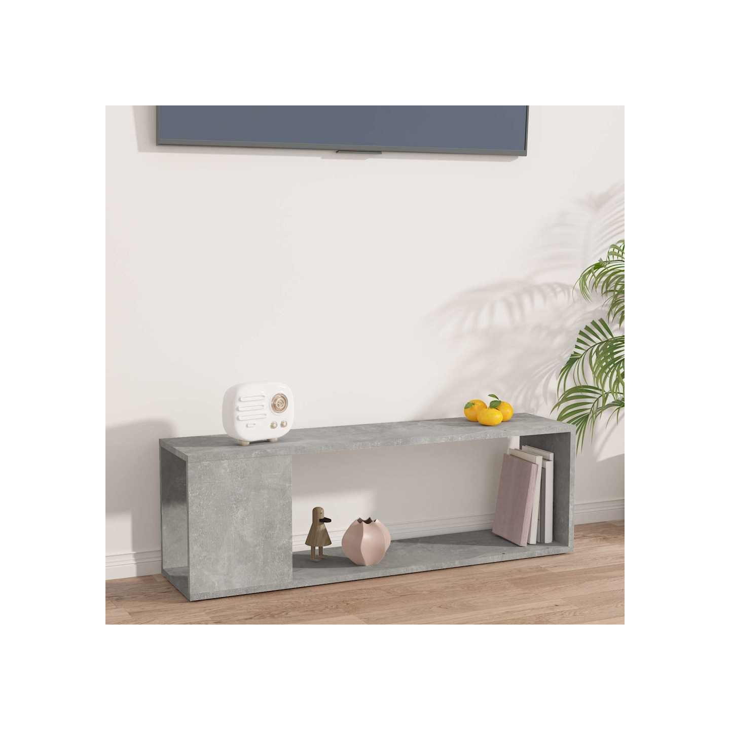Meuble TV Gris béton 100x24x32 cm Bois d'ingénierie