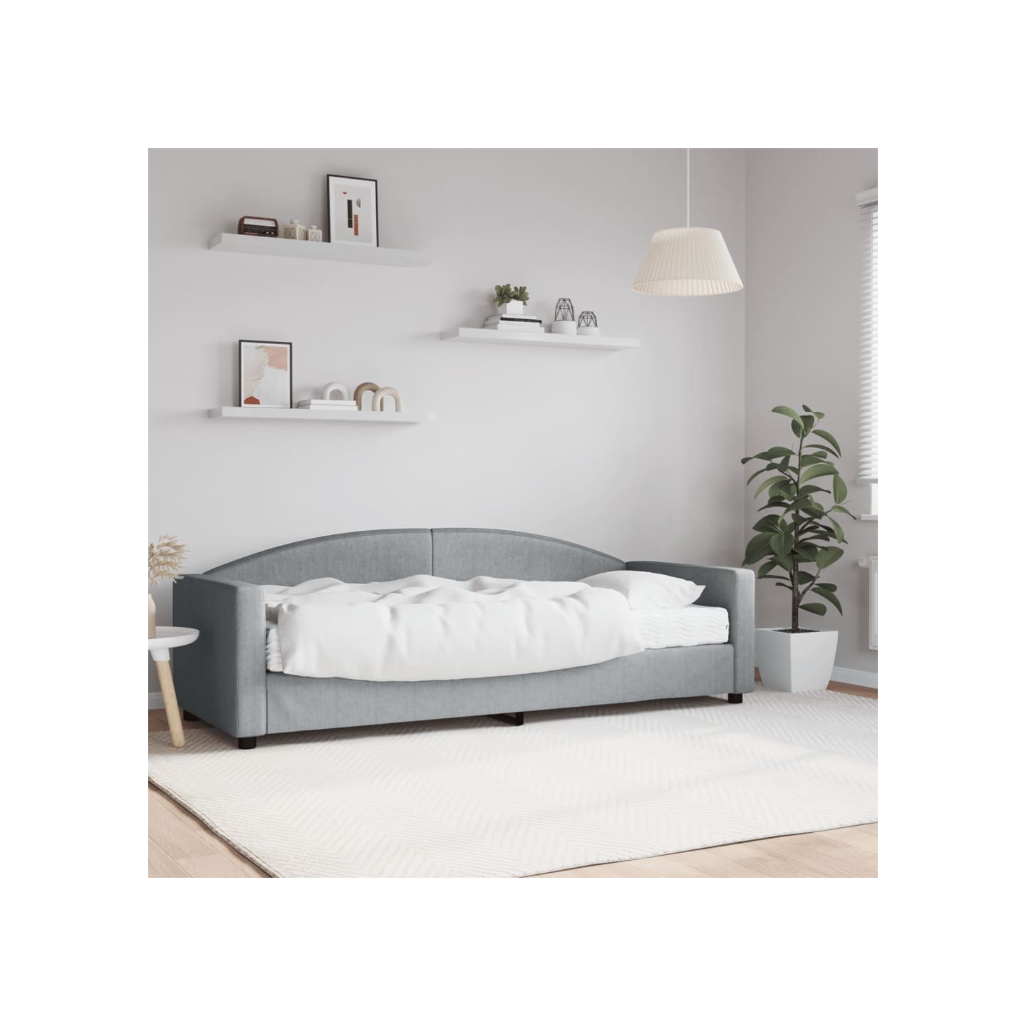 Lit de jour avec matelas gris clair 80x200 cm tissu