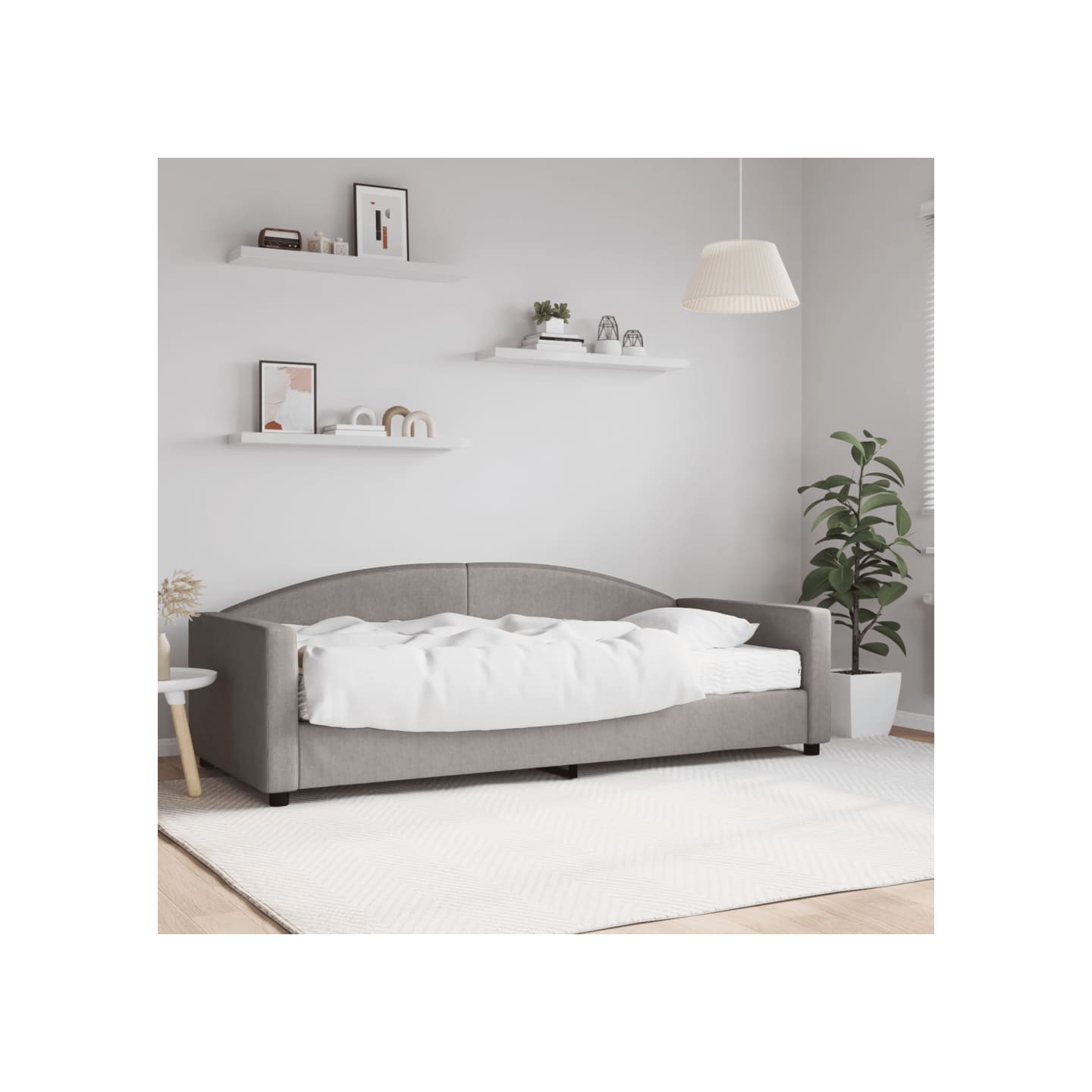 Lit de jour avec matelas taupe 90x200 cm tissu