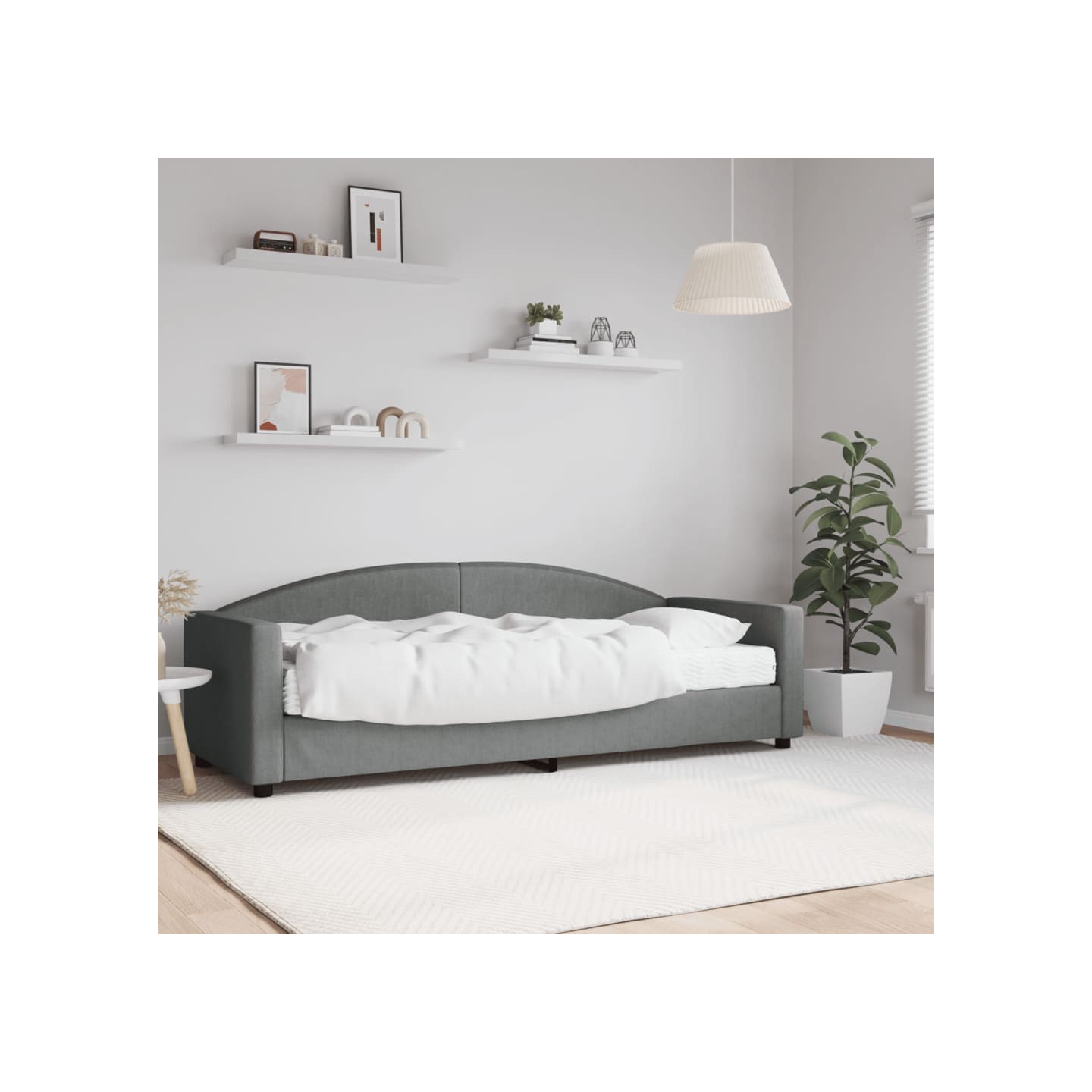 Lit de jour avec matelas gris foncé 80x200 cm tissu