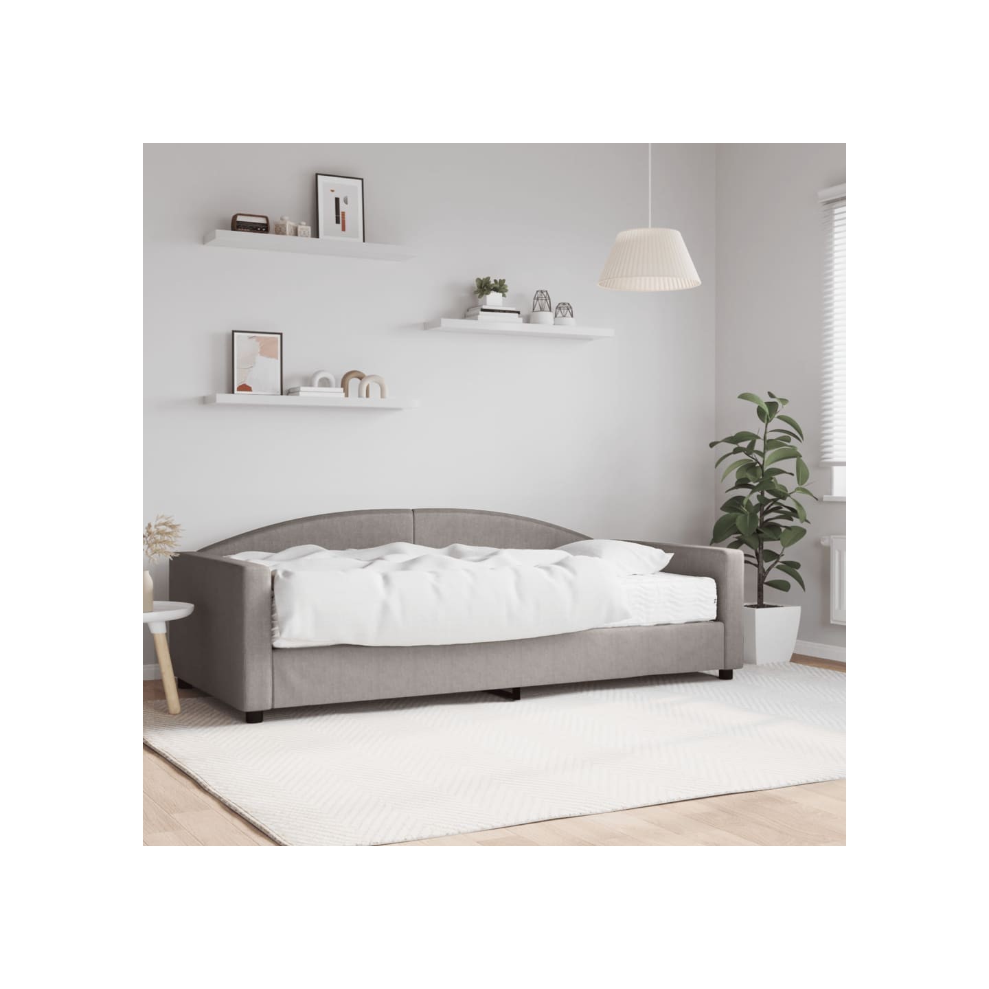 Lit de jour avec matelas taupe 100x200 cm tissu