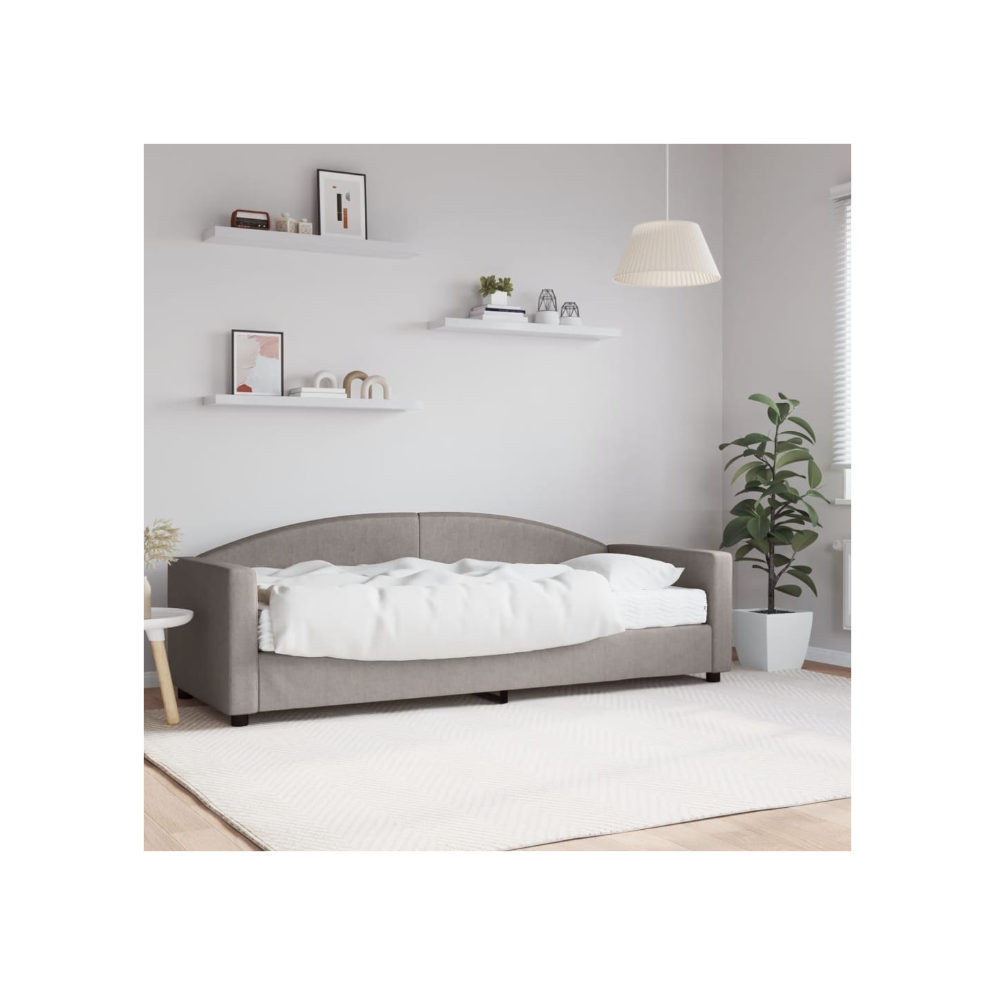 Lit de jour avec matelas taupe 80x200 cm tissu