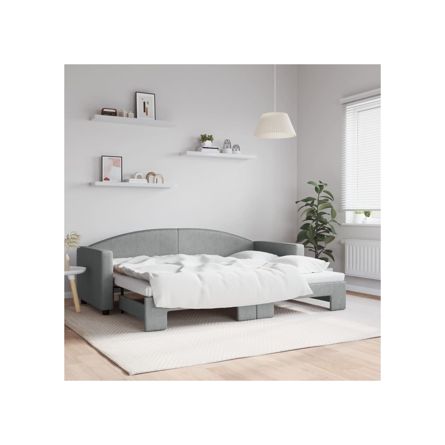 Lit de jour avec gigogne sans matelas gris clair 80x200 cm