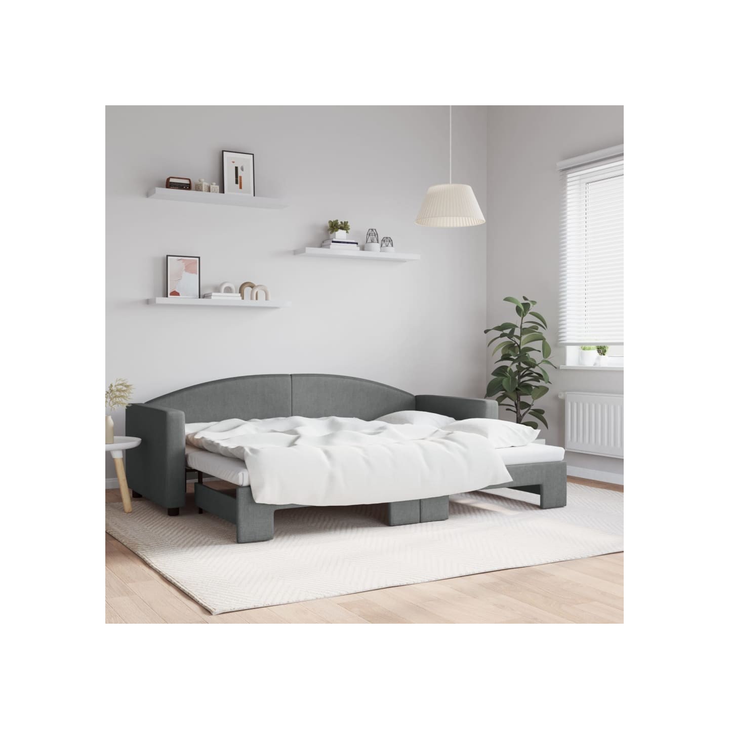 Lit de jour avec gigogne sans matelas gris foncé 80x200 cm