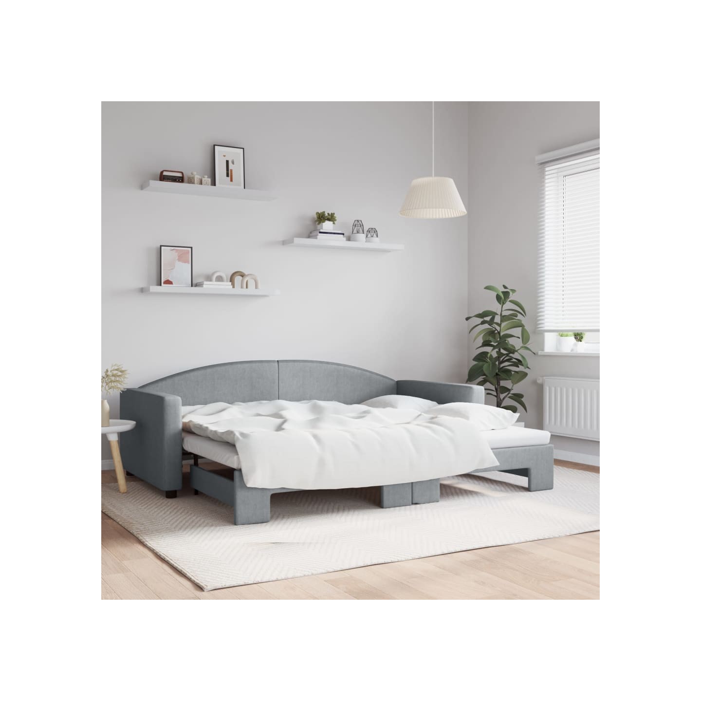 Lit de jour avec gigogne sans matelas gris clair 90x200 cm