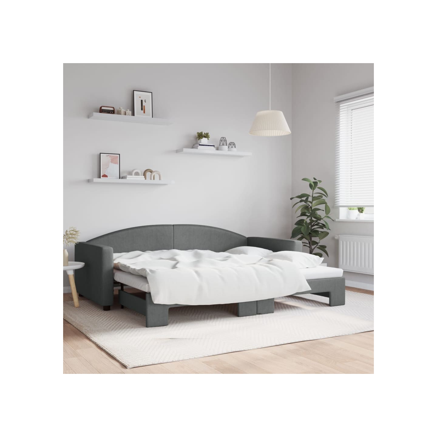 Lit de jour avec gigogne sans matelas gris foncé 90x200 cm