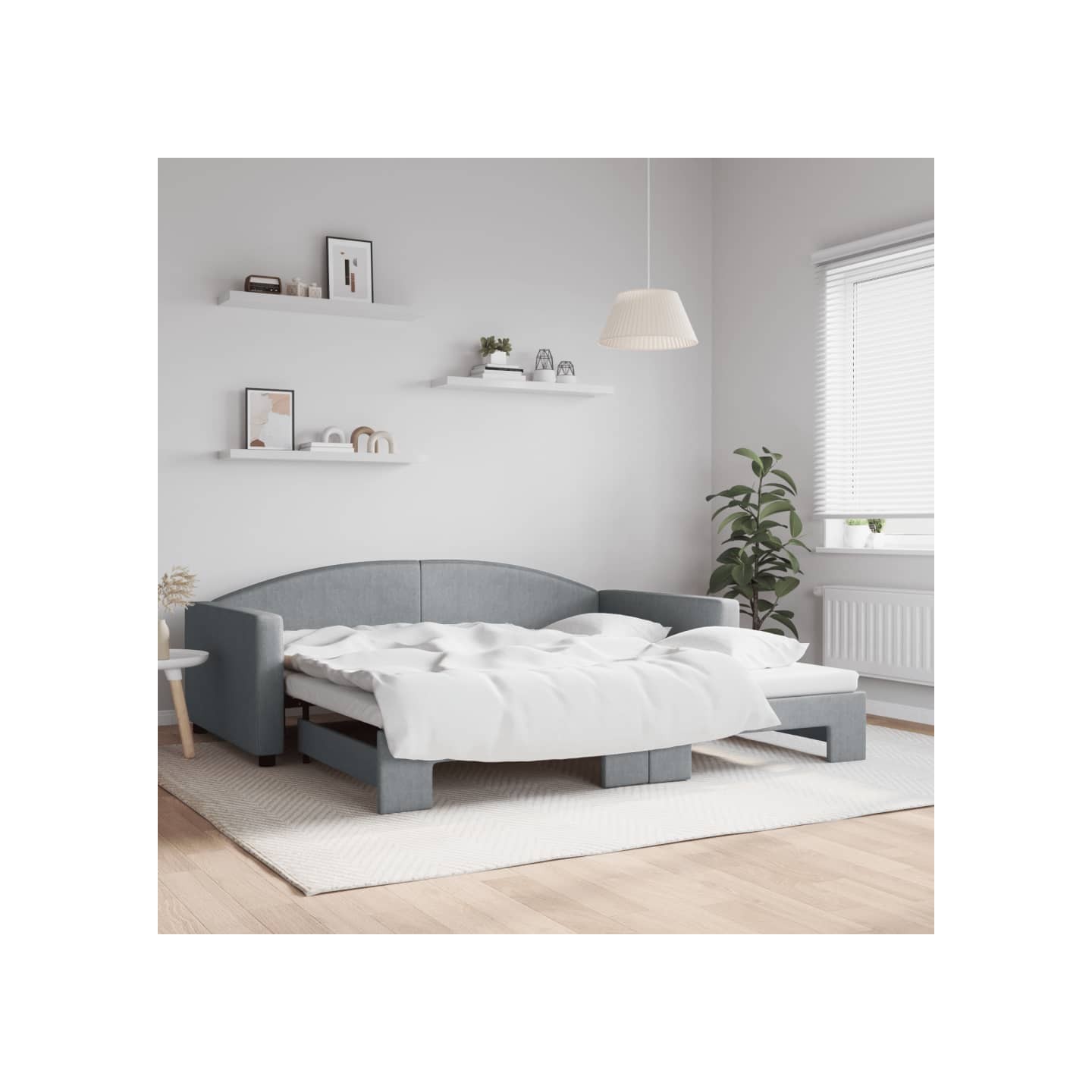 Lit de jour avec gigogne sans matelas gris clair 100x200 cm