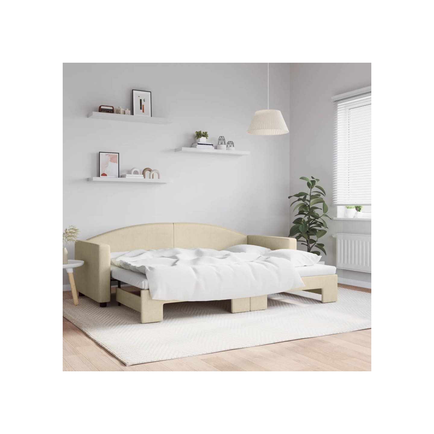 Lit de jour avec gigogne sans matelas crème 80x200 cm