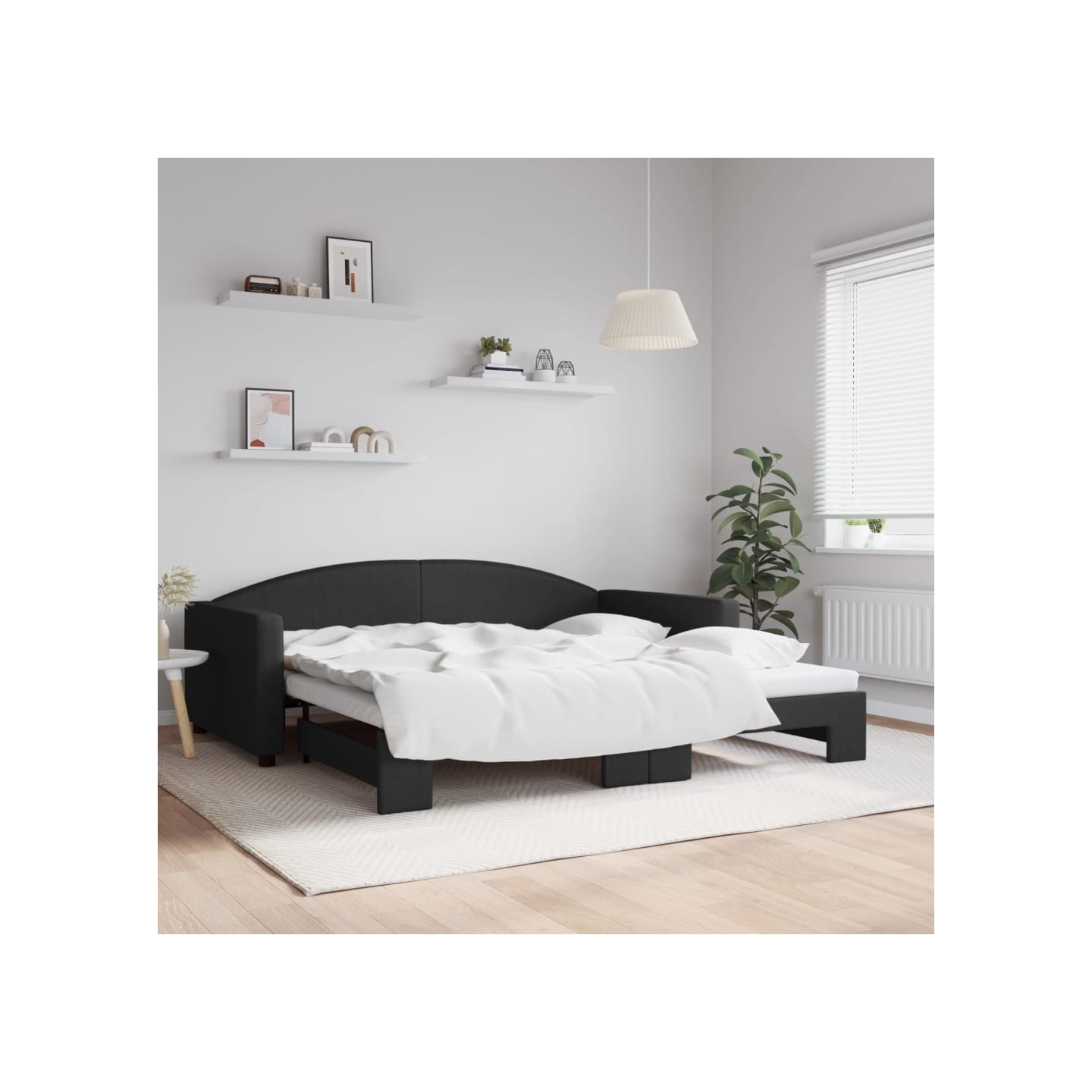 Lit de jour avec gigogne sans matelas noir 100x200 cm