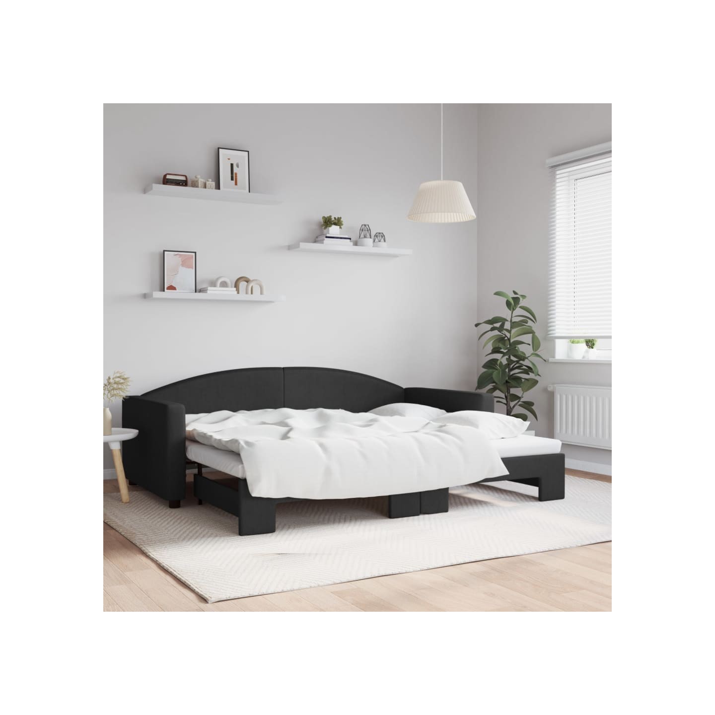 Lit de jour avec gigogne sans matelas noir 90x200 cm