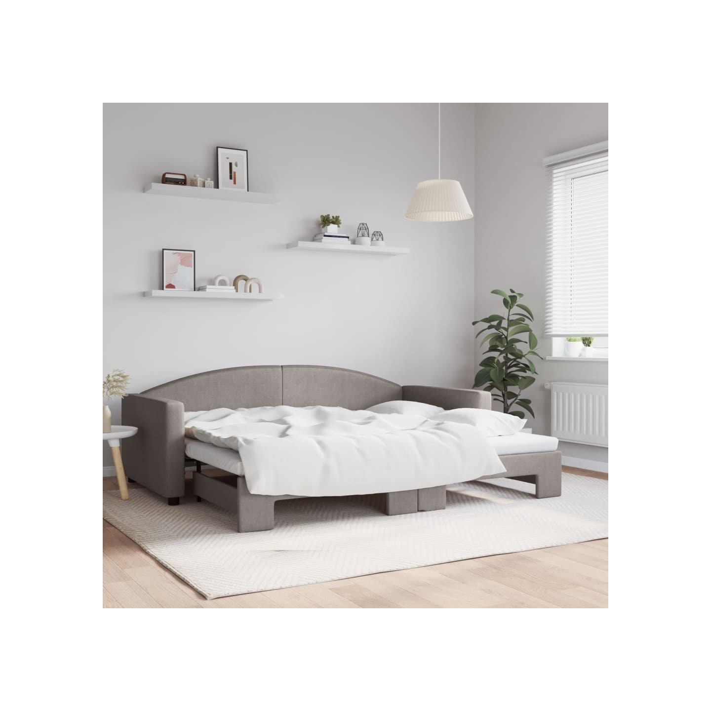 Lit de jour avec gigogne sans matelas taupe 90x200 cm