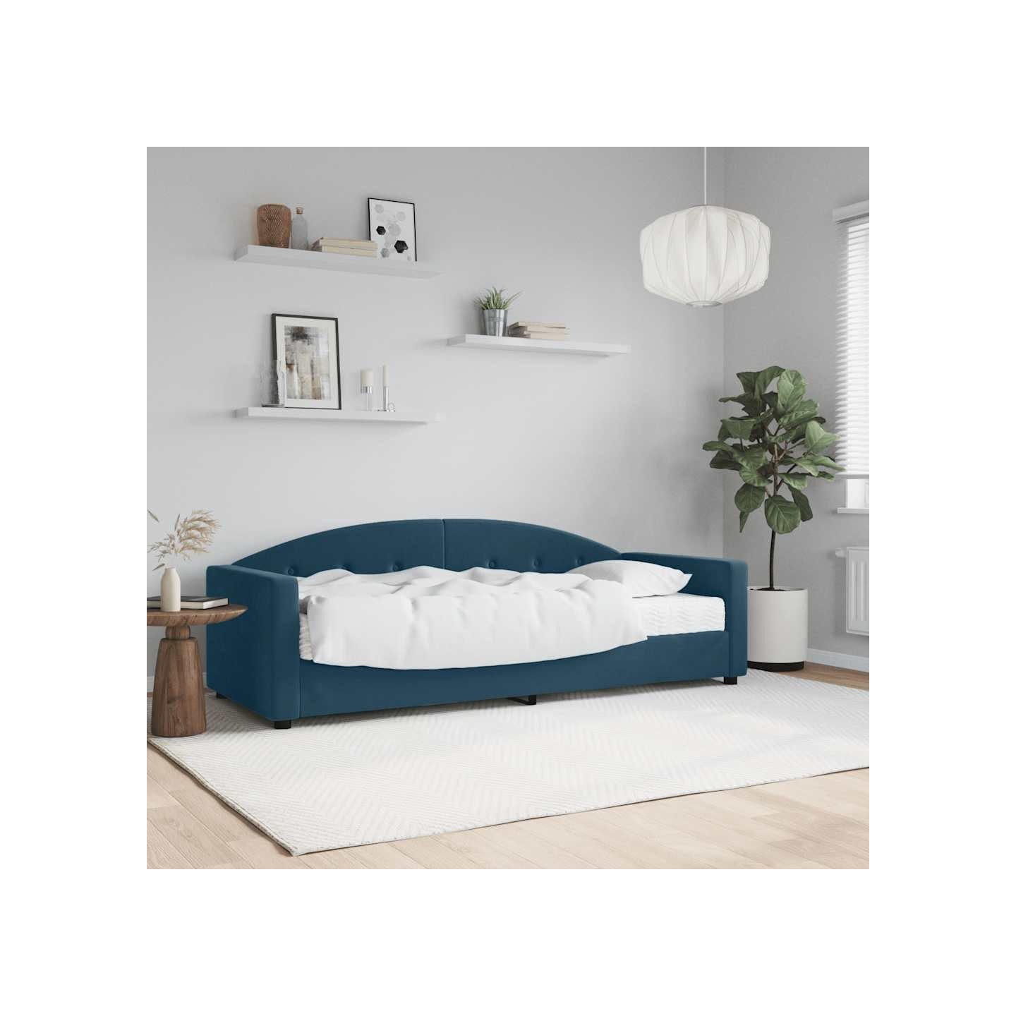 Lit de jour avec matelas bleu 80x200 cm velours