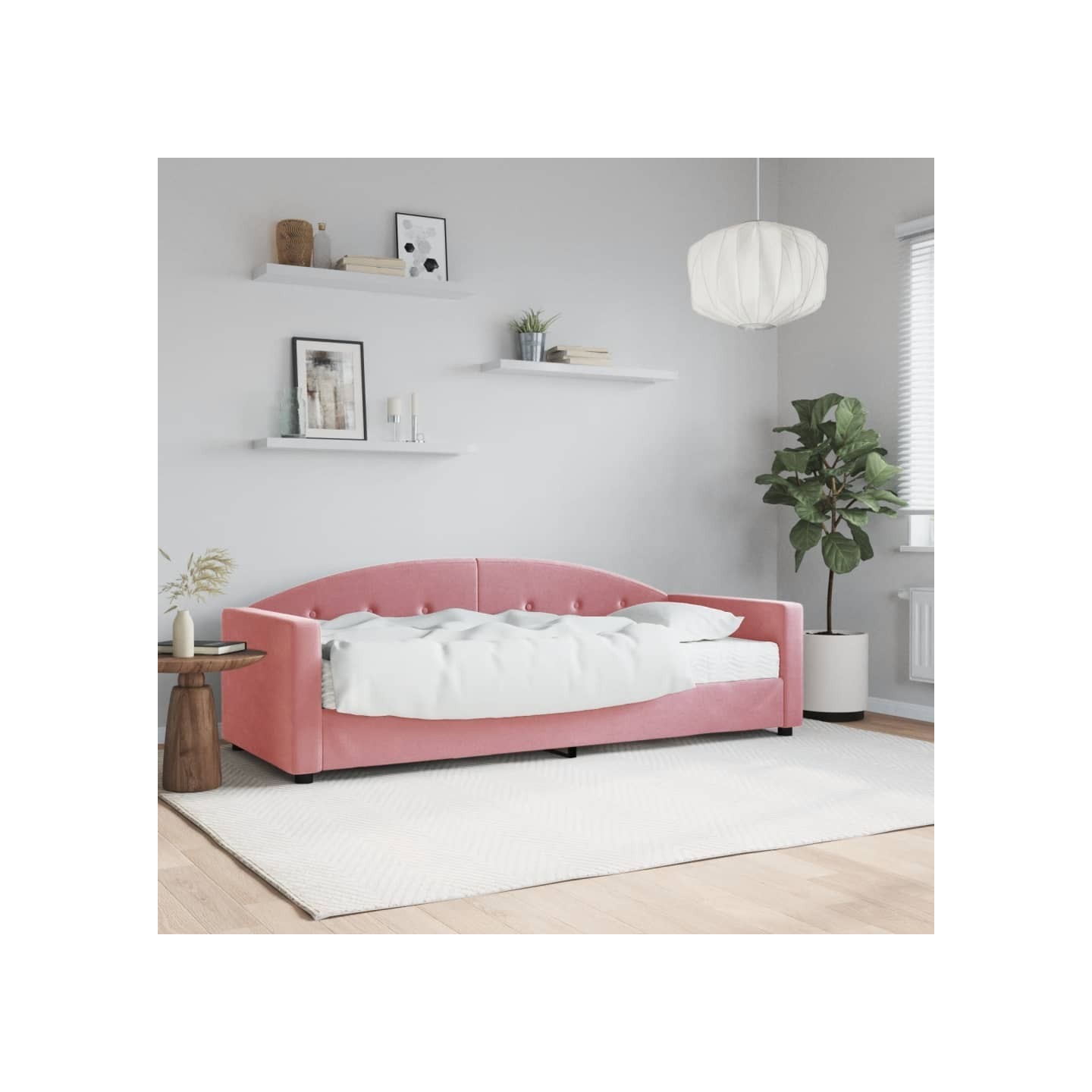 Lit de jour avec matelas rose 80x200 cm velours