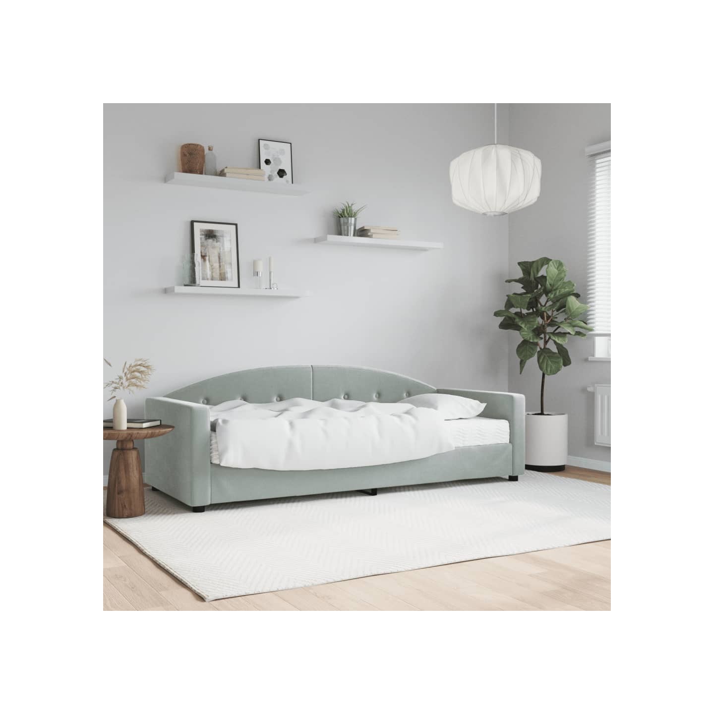 Lit de jour avec matelas gris clair 80x200 cm velours