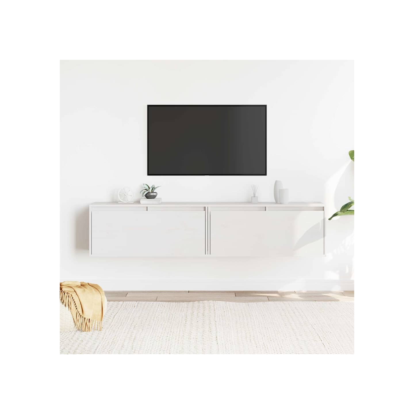 Armoires murales 2 pcs Blanc 80x30x35 cm Bois de pin massif