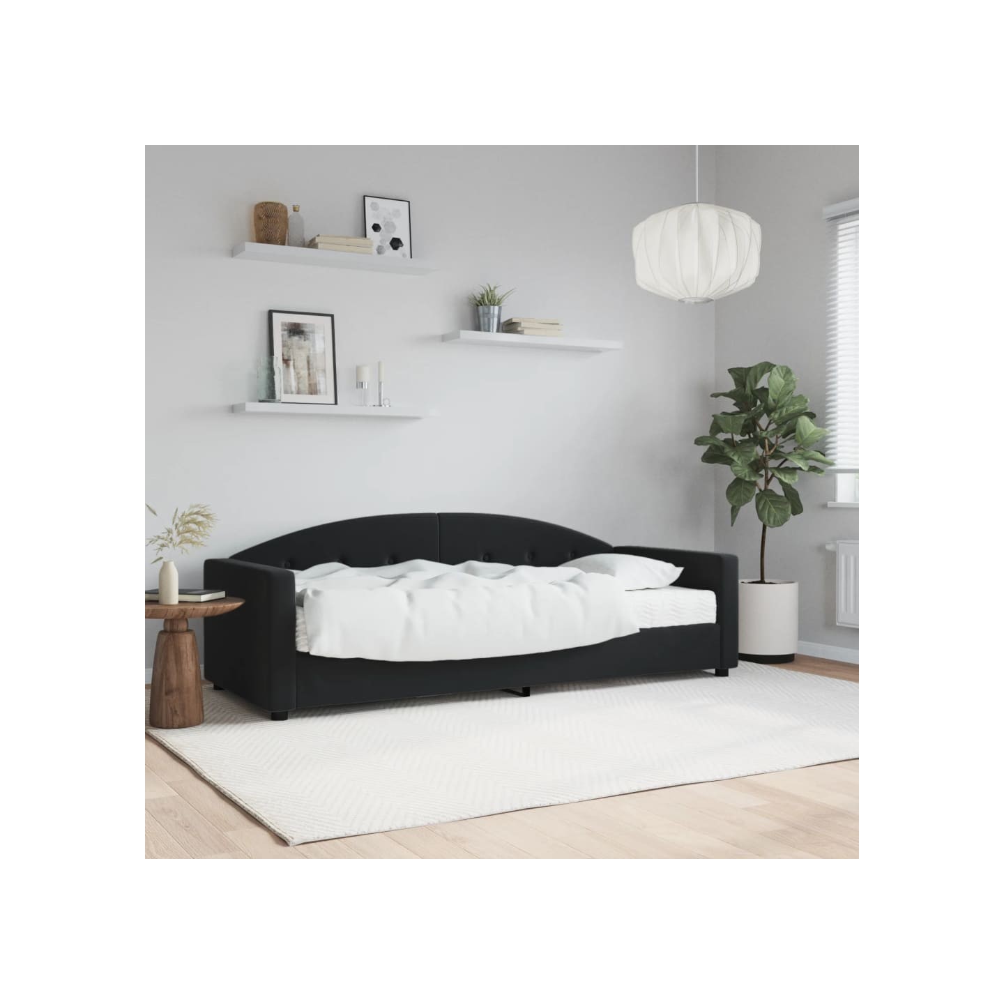 Lit de jour avec matelas noir 80x200 cm velours