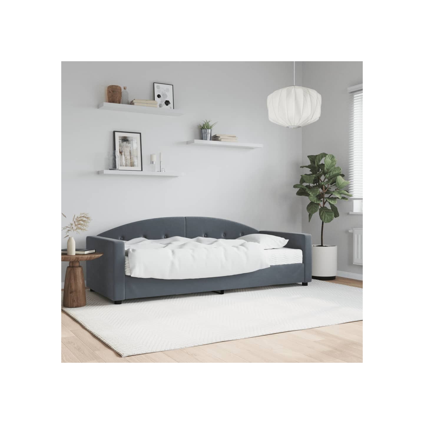 Lit de jour avec matelas gris foncé 80x200 cm velours