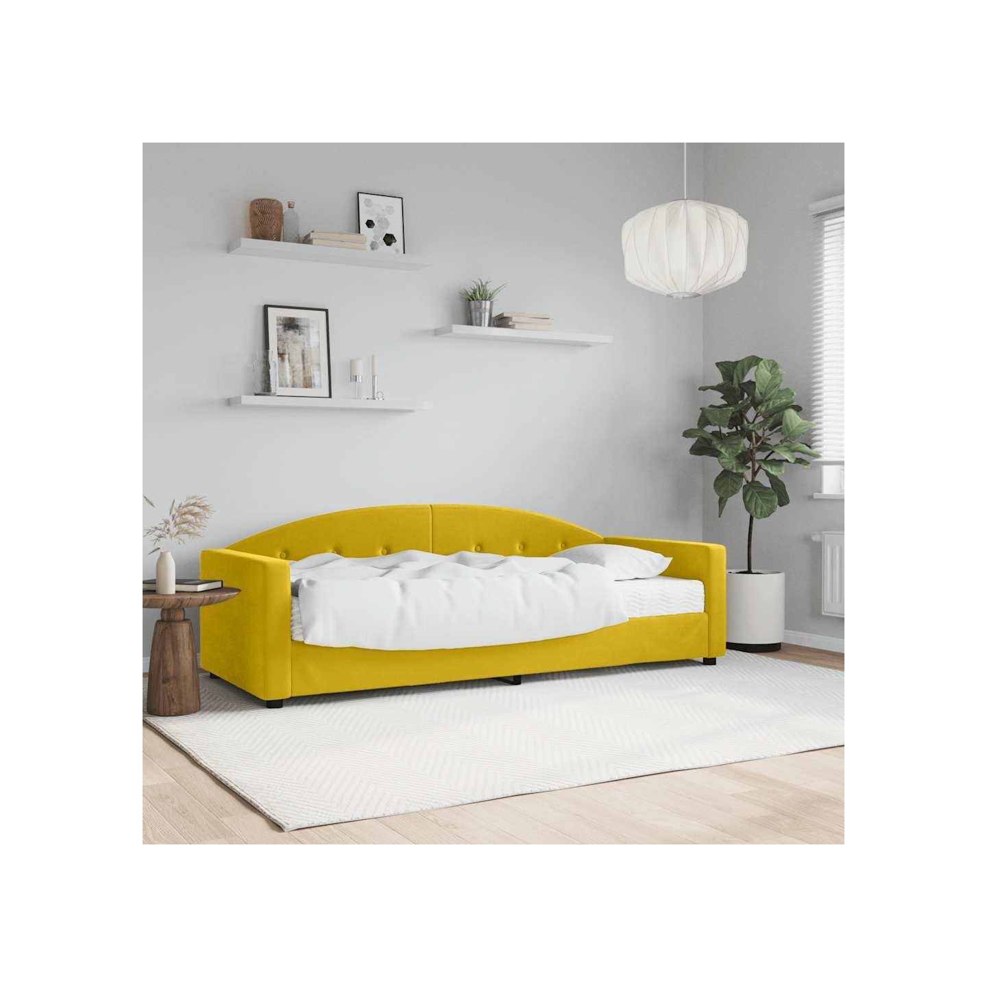 Lit de jour avec matelas jaune 80x200 cm velours
