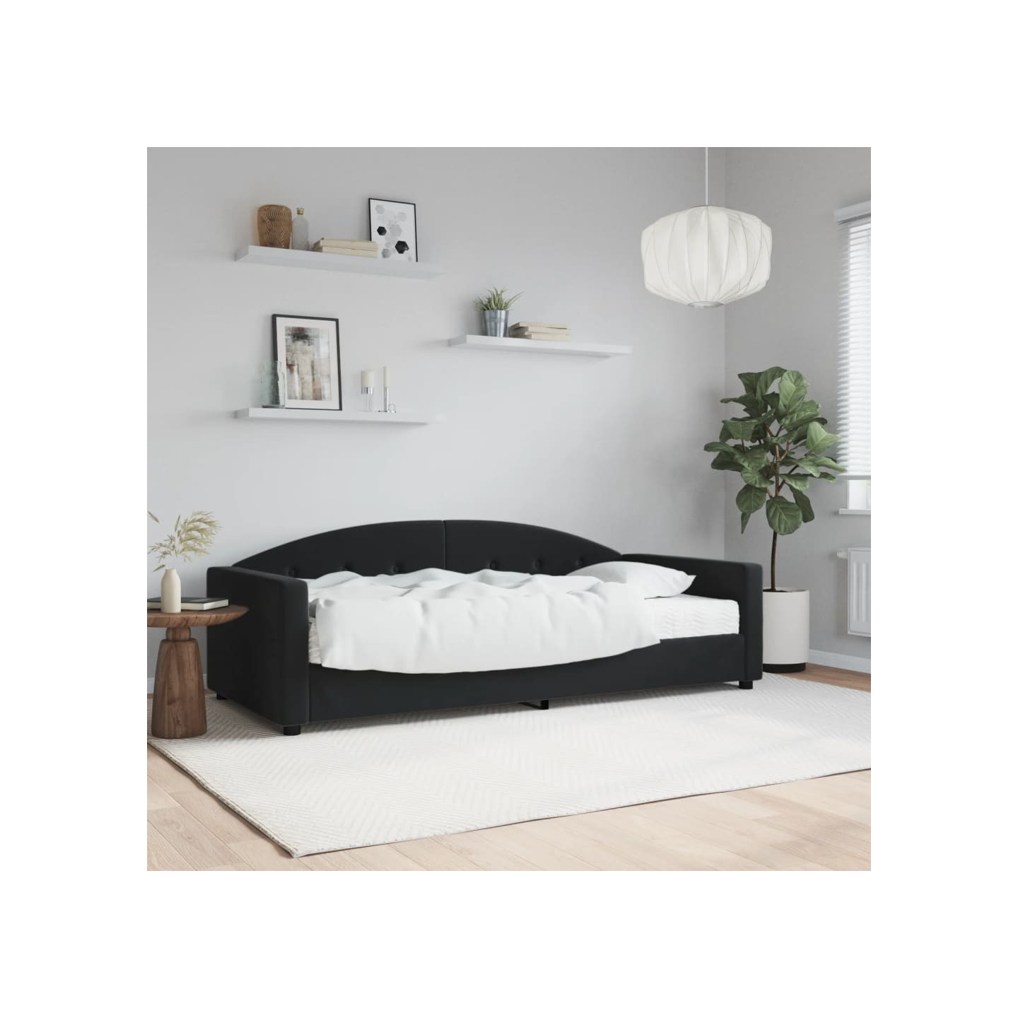 Lit de jour avec matelas noir 90x200 cm velours