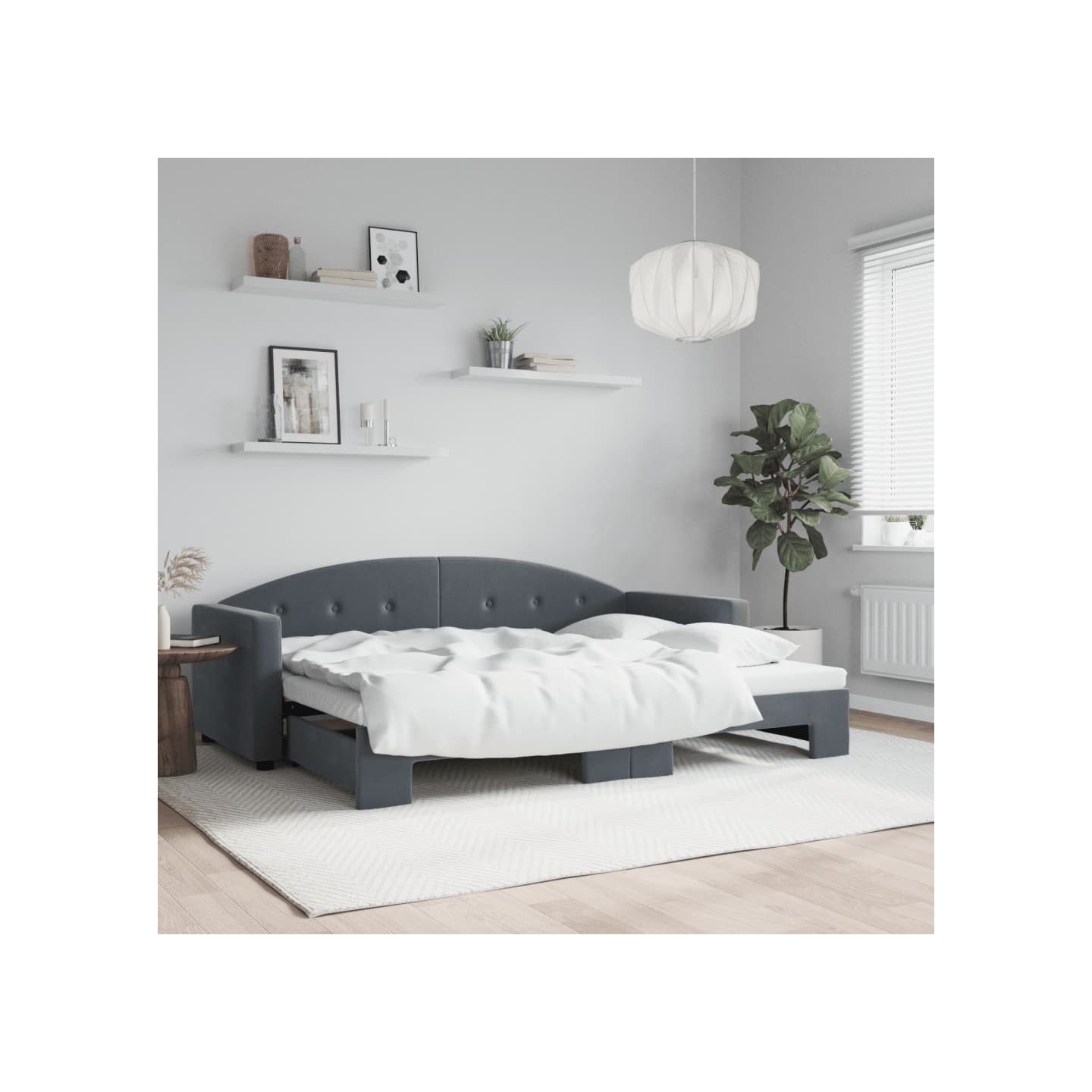 Lit de jour avec gigogne sans matelas gris foncé 80x200 cm