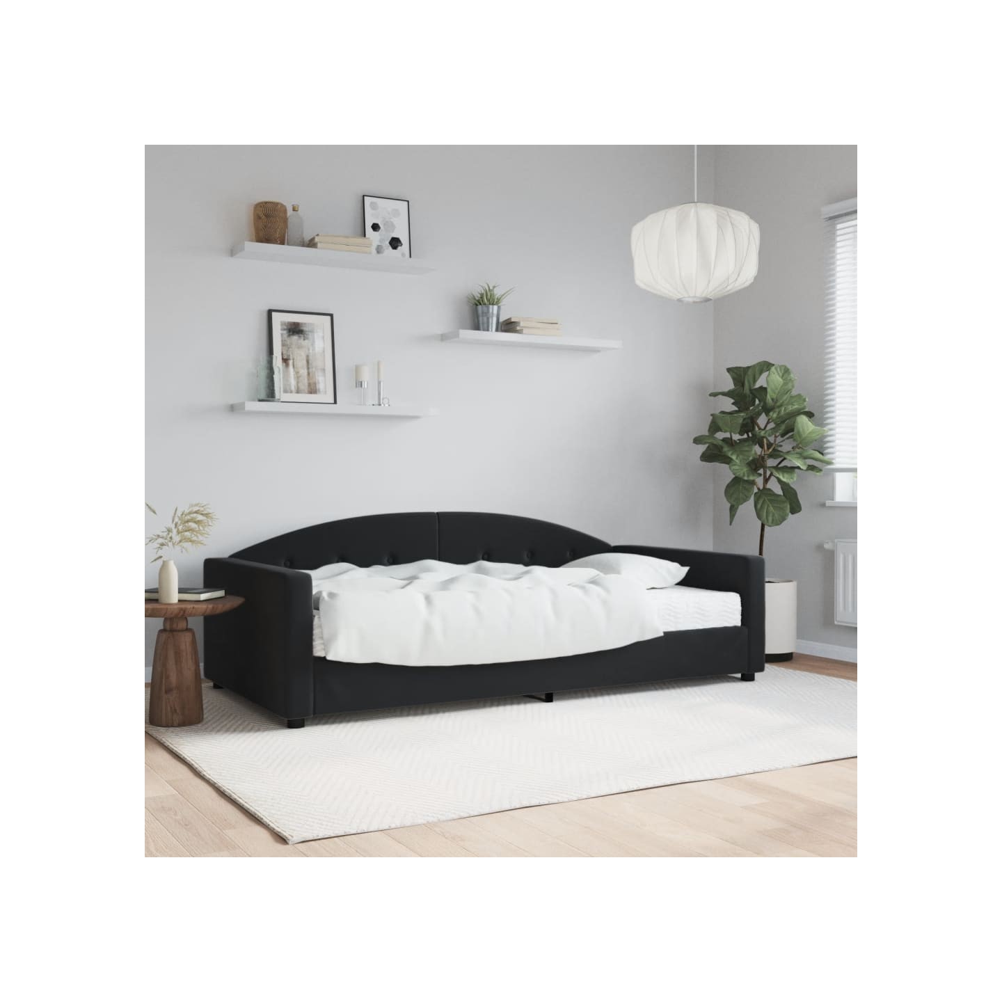 Lit de jour avec matelas noir 100x200 cm velours