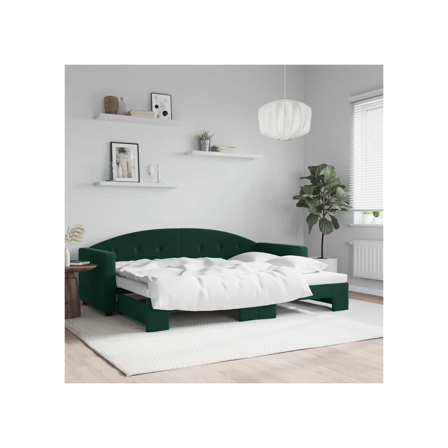 Lit de jour avec gigogne sans matelas vert foncé 80x200 cm