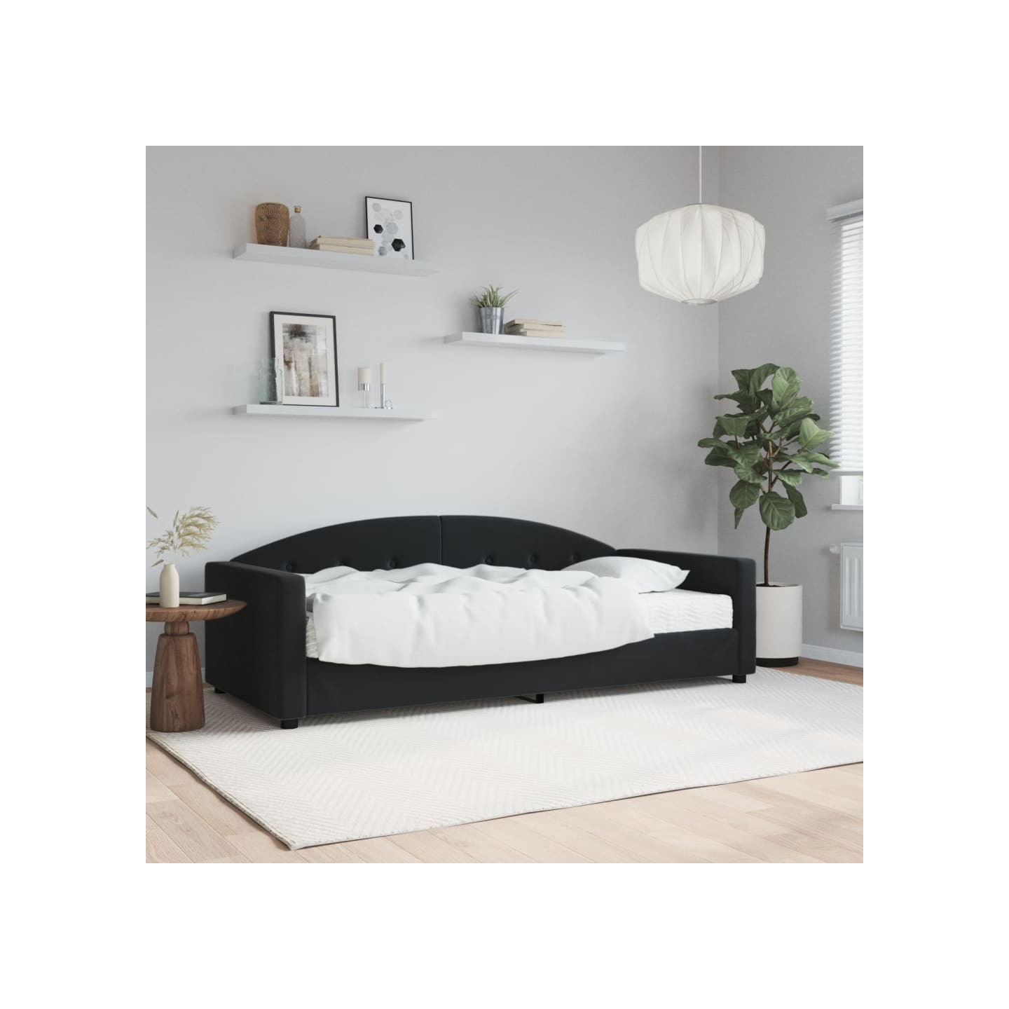 Lit de jour avec matelas noir 90x190 cm velours
