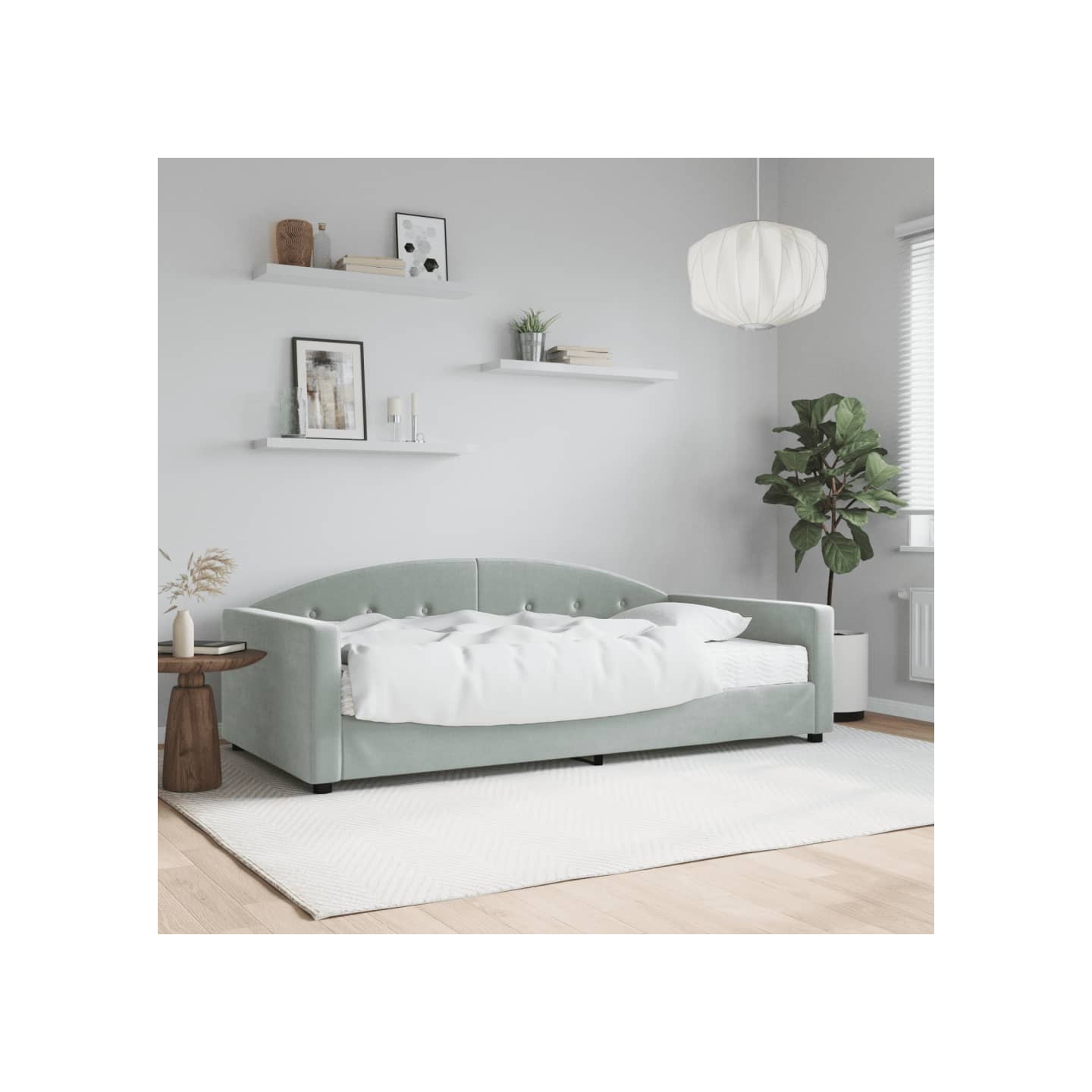 Lit de jour avec matelas gris clair 100x200 cm velours