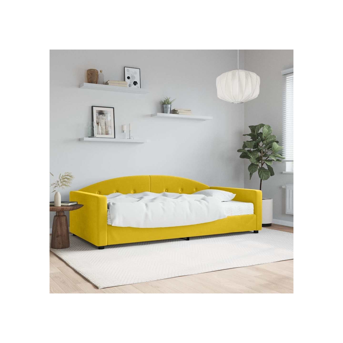Lit de jour avec matelas jaune 100x200 cm velours