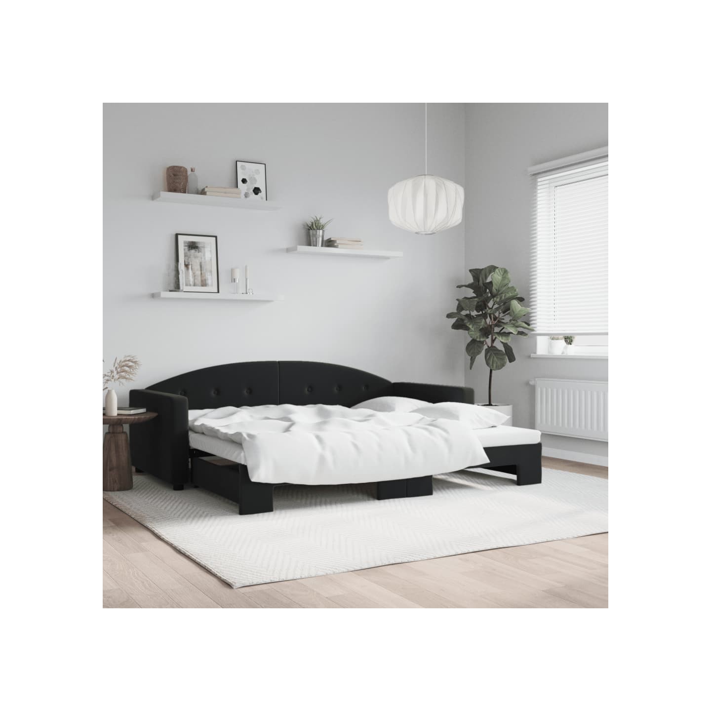 Lit de jour avec gigogne sans matelas noir 90x200 cm