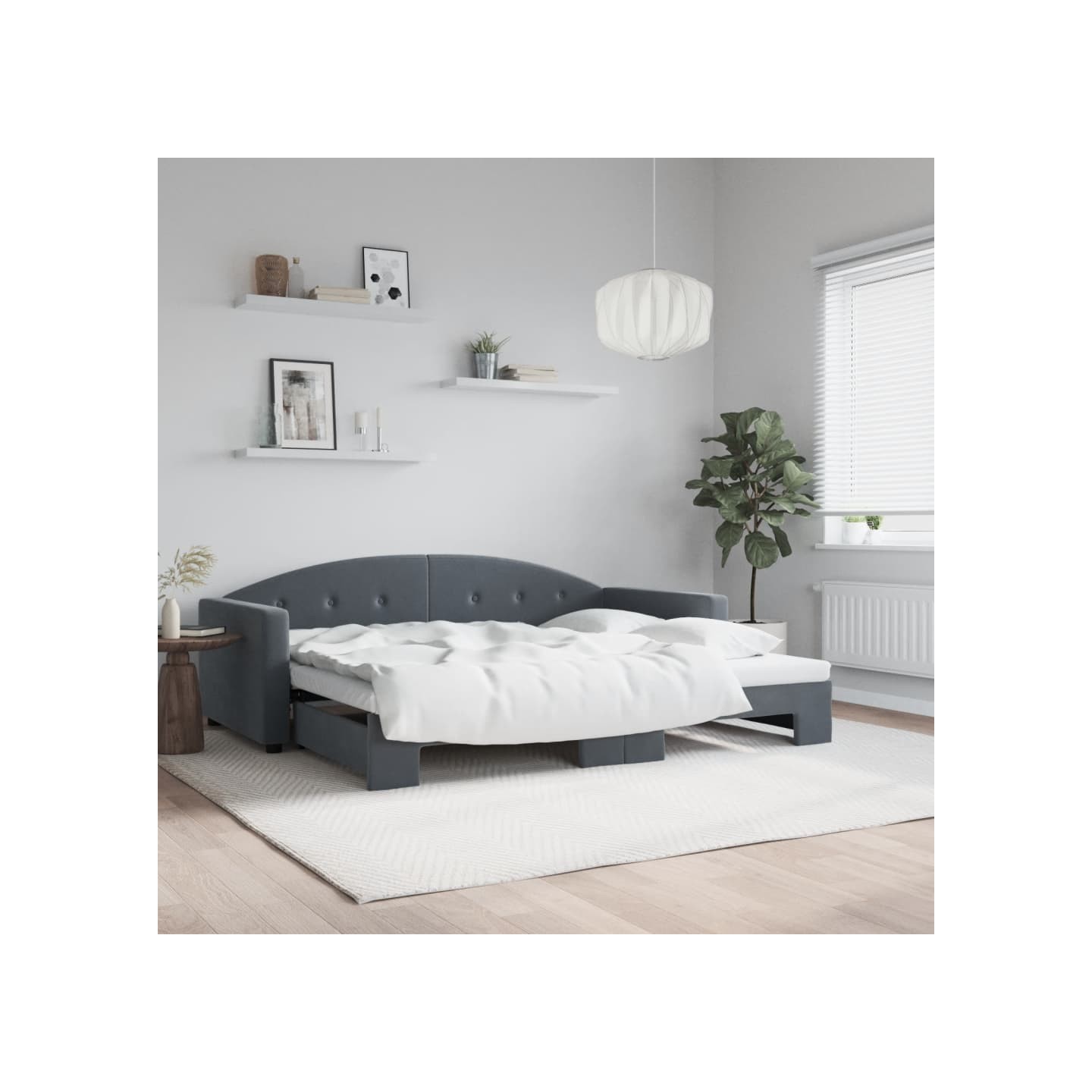 Lit de jour avec gigogne sans matelas gris foncé 90x200 cm